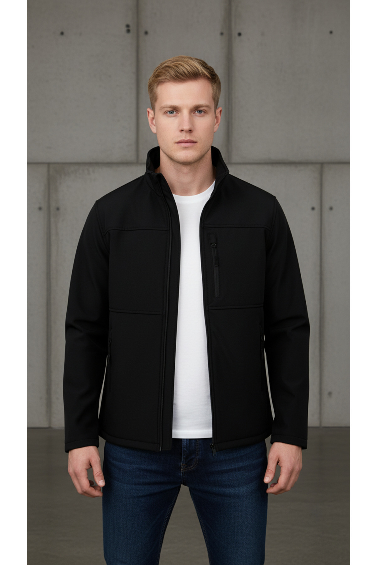 Erkek Softshell Mont İçi Polarlı Su Rüzgar Geçirmez Kışlık Outdoor Mont — مشکی — تصویر 3 از 8