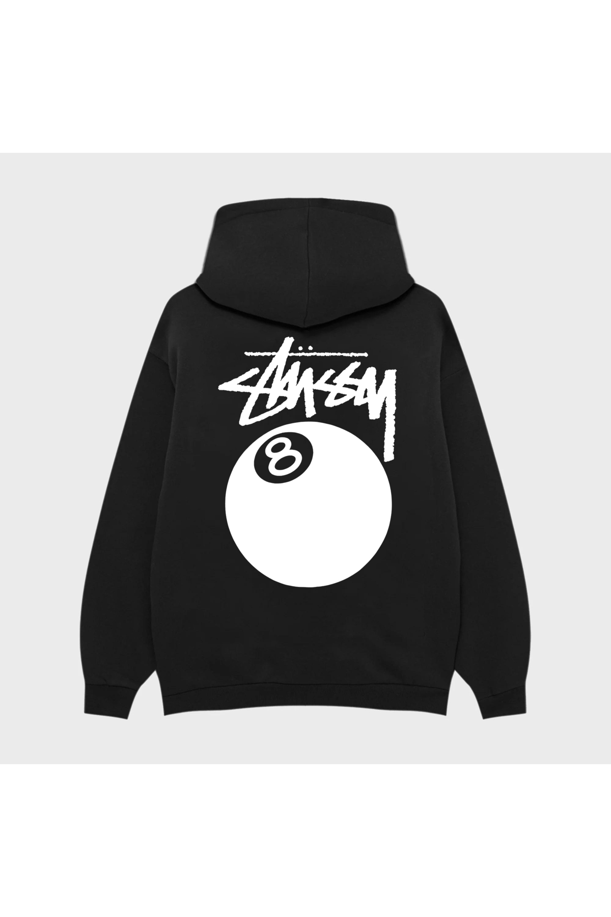 PURE EFFECT STÜSSY 8 BALL BASKILI OVERSIZE UNISEX %100 PAMUKLU