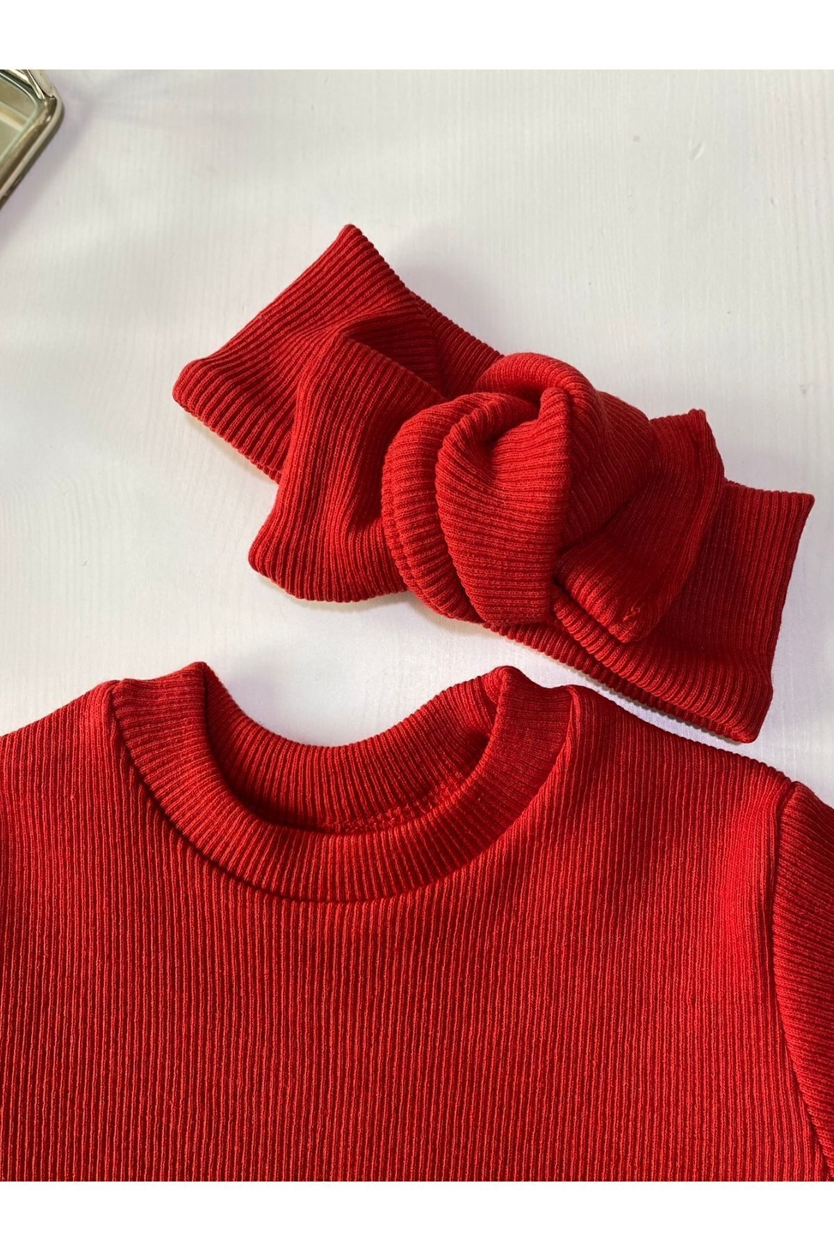 özge başaran Kırmızı Şort & Tişört, Fiyonklu Kırmızı Çorap Fitilli Kumaş Kız Çocuk ve Bebek 3'lü Giyim Seti fotoğrafı 7 (önizleme)