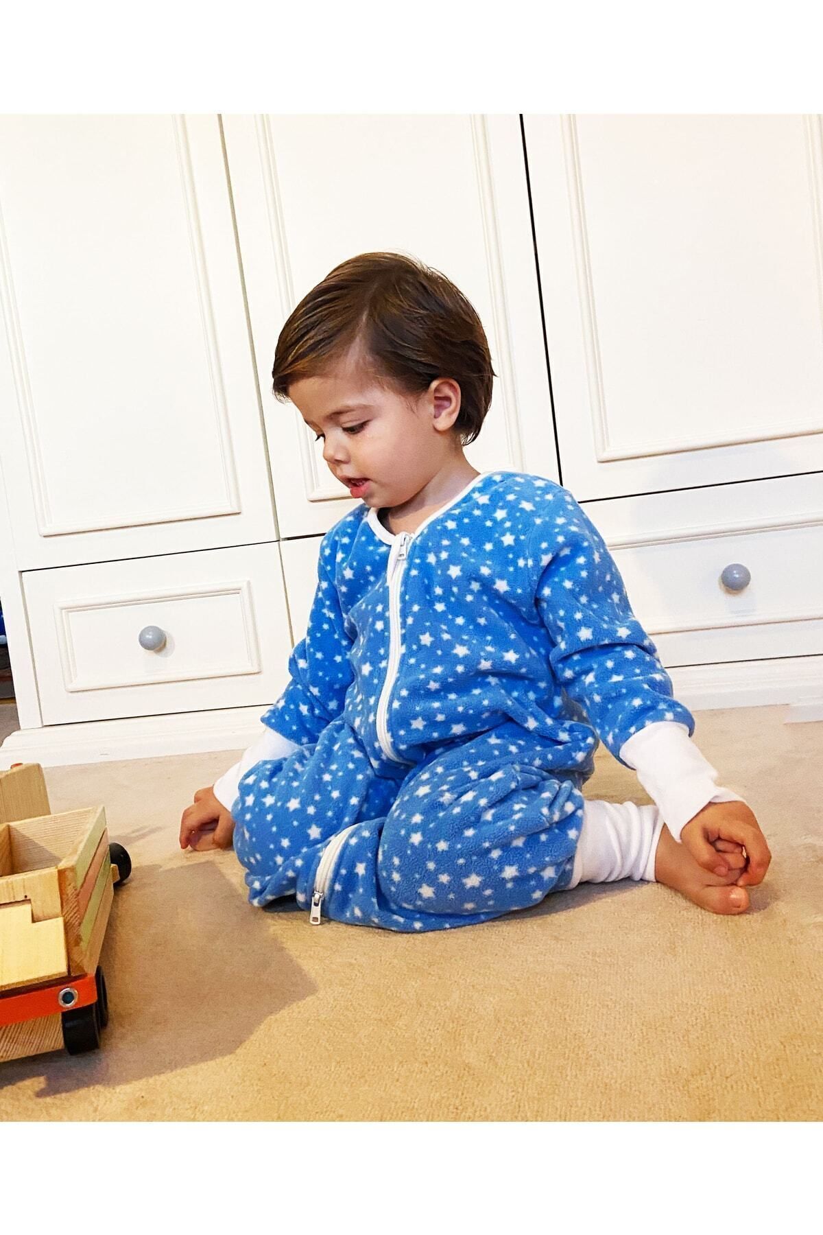 yorni Uzun Kollu Çift Taraflı Fermuarlı Mikro Polar Bebek Çocuk Uyku Tulumu fotoğrafı 5 (önizleme)