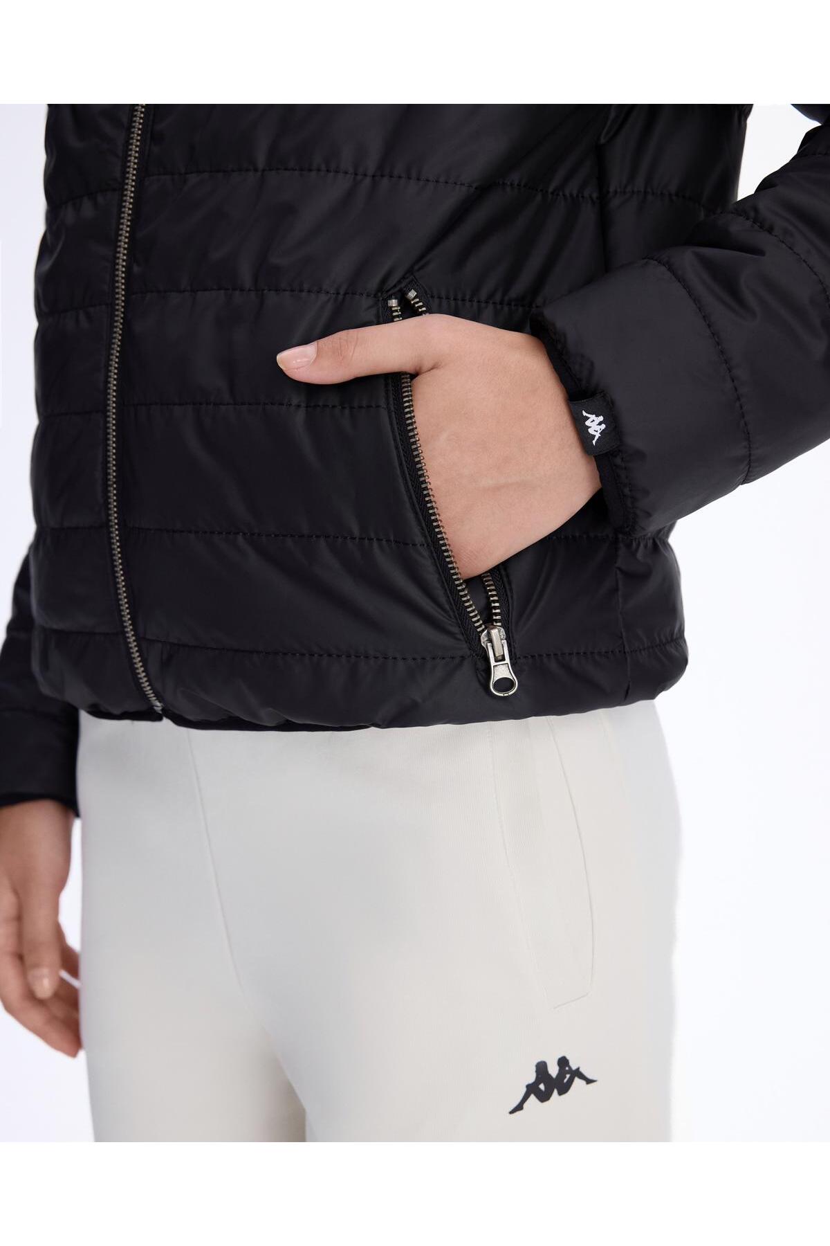 Kappa  Authentic Sarano Çift Tarafli Kadın Siyah Oversize Sherpa Mont - Görsel 3