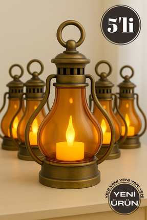 Soft Kare 5'li LED Mum Gaz Lambası Tipi-Retro Vintage Pilli - Dumansız Alev E...