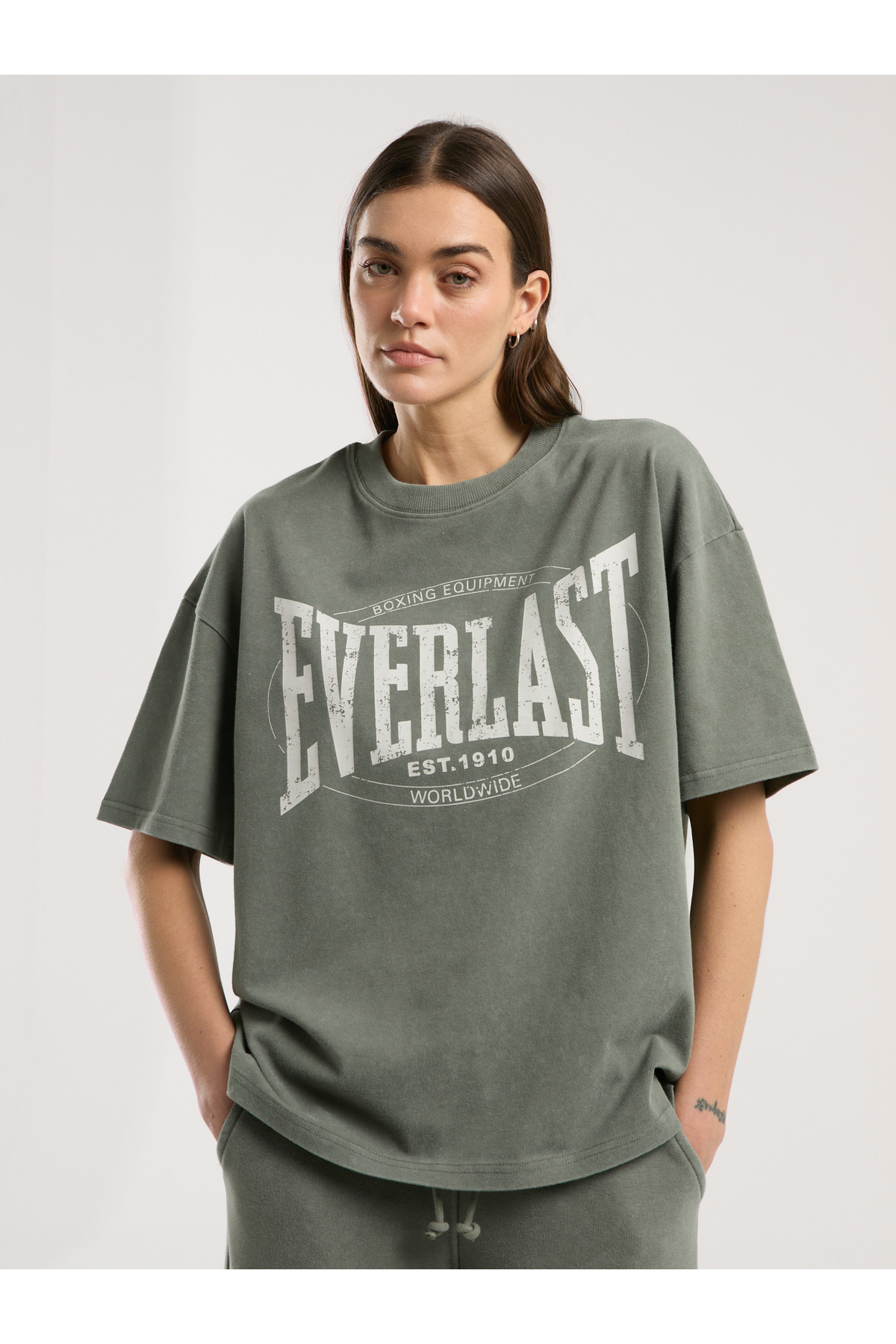 EVERLAST Authentic Boxing Wmn Oversize Haki Kadın Tişört