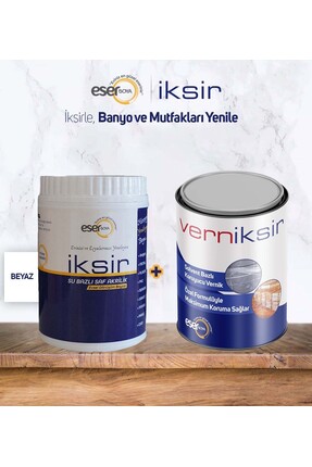 Eser Boya İksir Mutfak Tezgah Ve Fayans Boyama Seti - 0,5 Lt Beyaz 0,5 Lt Kor...