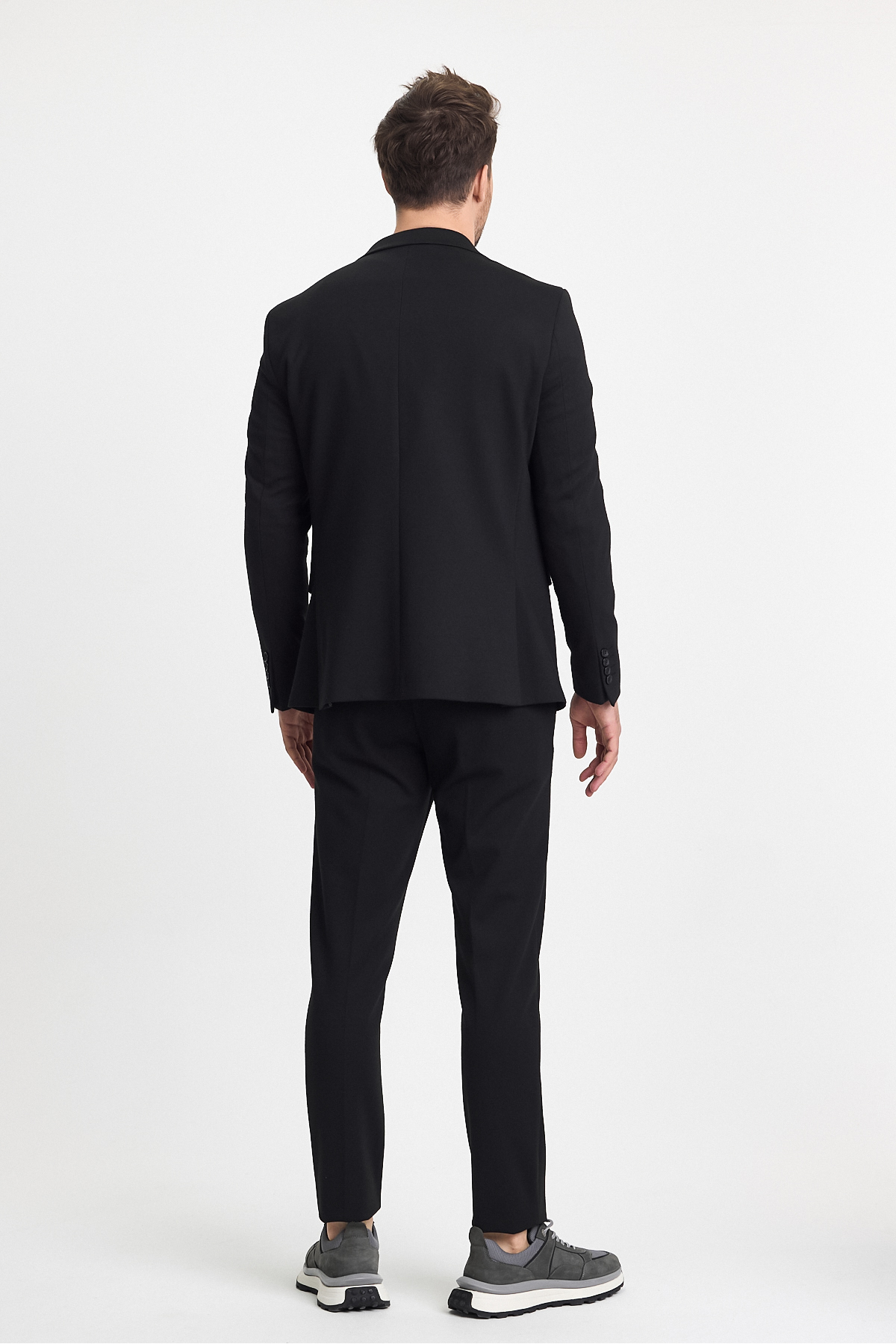 Frappoli  Jasinoo Erkek Battal Büyük Beden Siyah Regular Fit Pamuk Karışımlı Likralı Blazer Ceket - Görsel 9