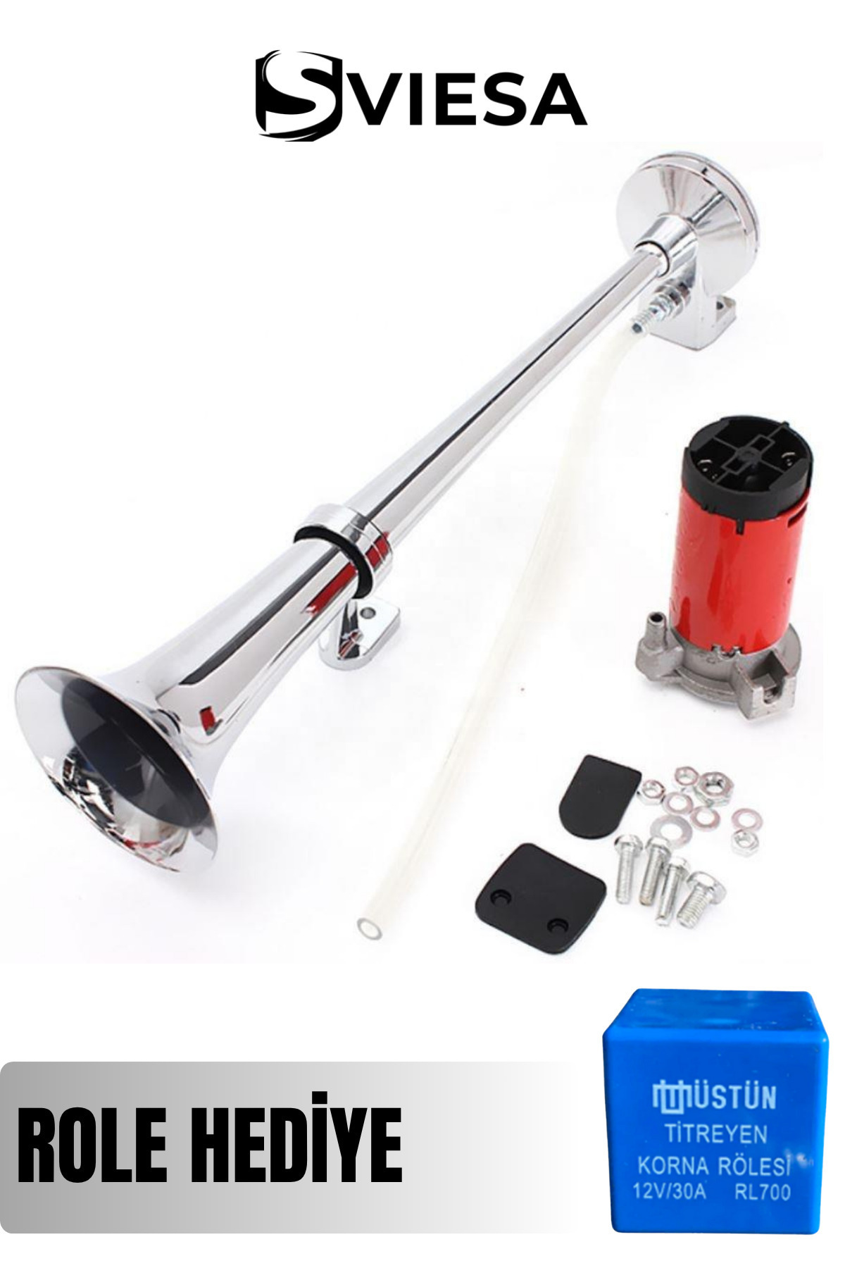 Sviesa Marine Korna 12v Kendinden Motorlu Krom Havalı Korna Role Hediyeli