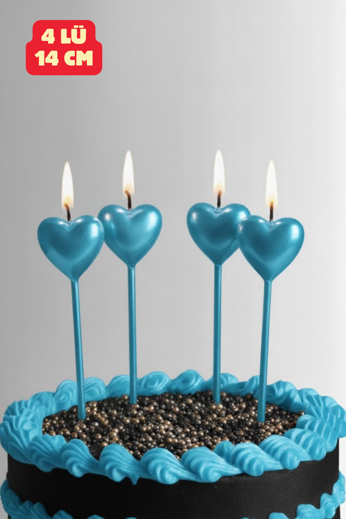 Heart Candle 4pcs Blue Heart Candle Valentine's Day Birthday Special Day Celebration Candle