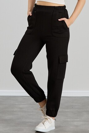 Sortie Kadın Beli Ve Paçası Lastikli Yüksek Bel Bilek Boy Üç İplik Şardonlu K...