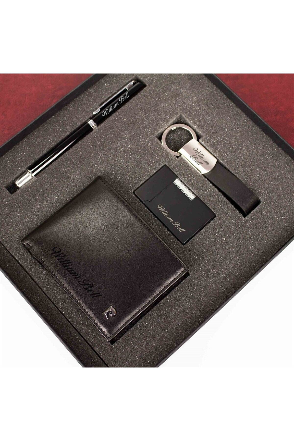 Pierre Cardin Deri Cüzdan Kalem Çakmak Ve Anahtarlık Seti P075