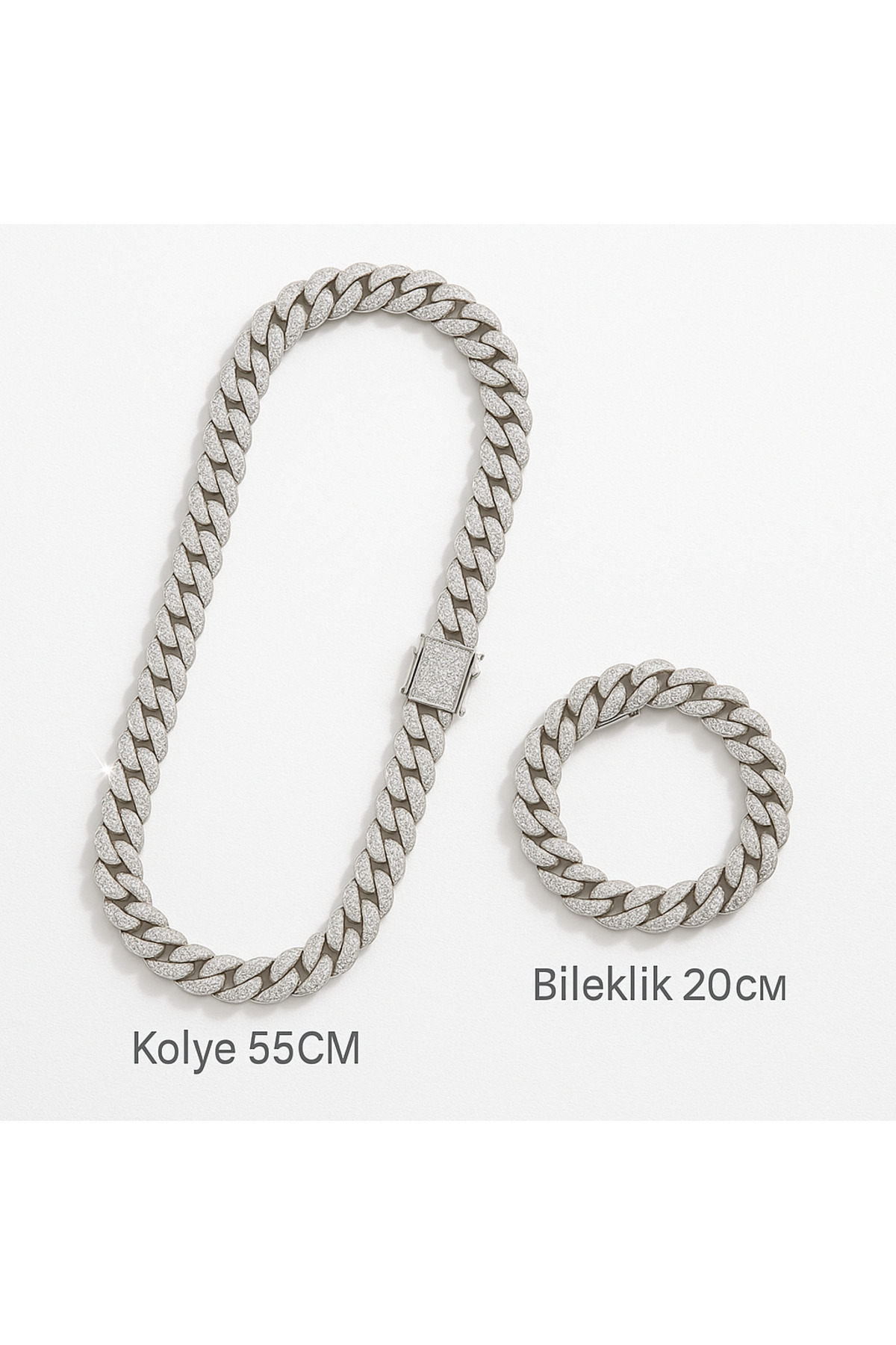 bdrmwear Cuban Chain Hip Hop Kolye+Bileklik Seti