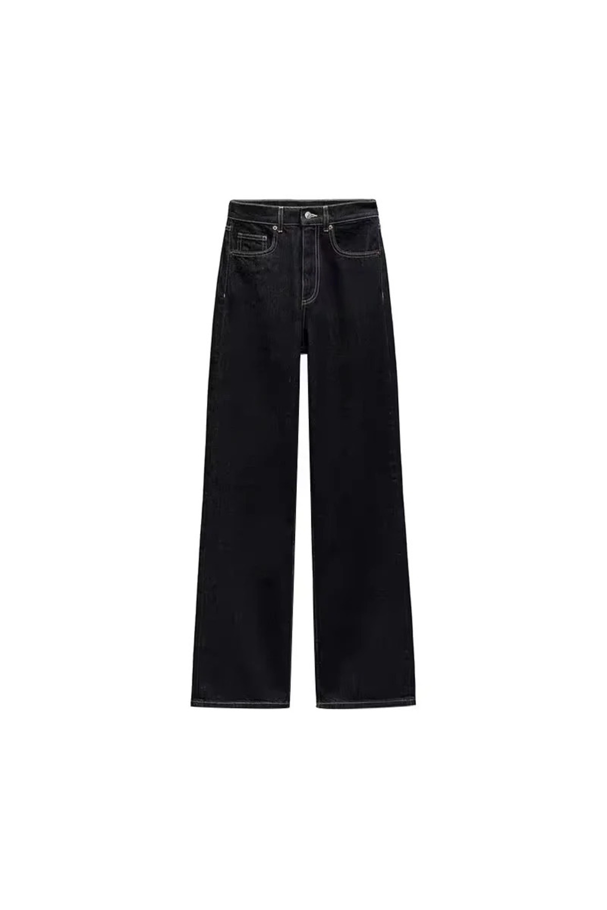 Perryes Kadın Vintage Yüksek Bel Lacivert Denim Pantolon görsel 3