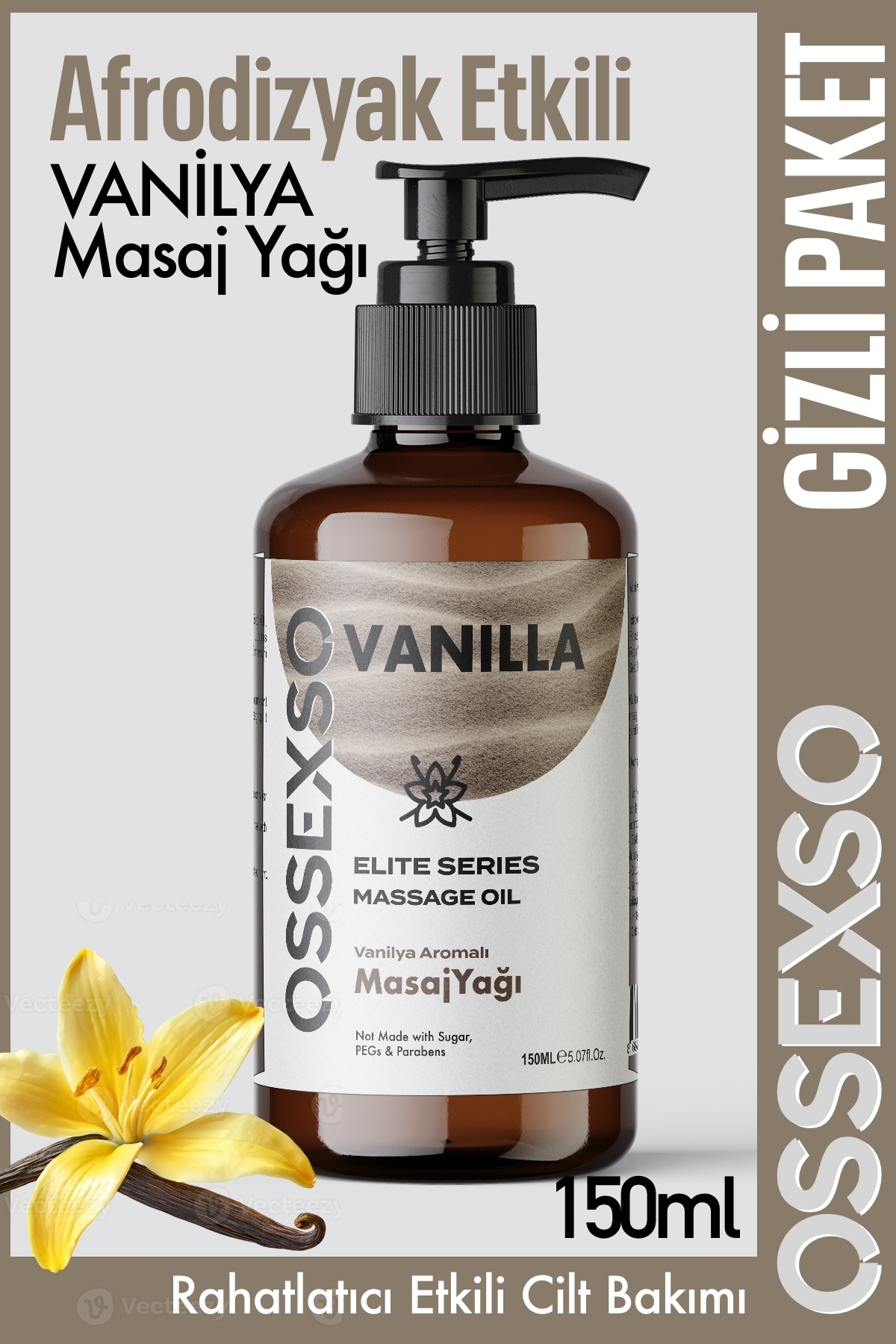 OSSEXSO Vanilya Aromalı Yenilebilir Masaj Yağı 150 ml – Aromaterapi ve Etkili 2’li Paket