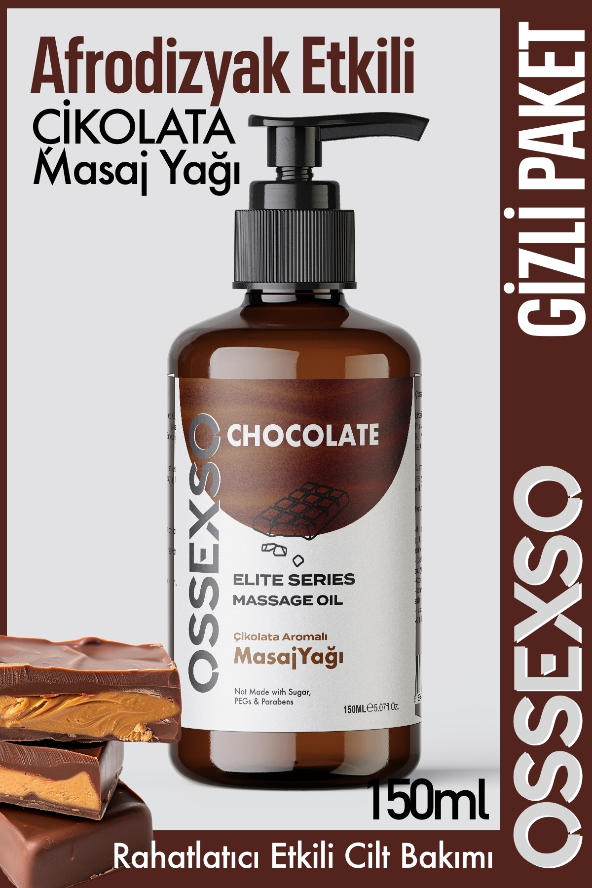 OSSEXSO Doğal Çikolatalı Aromaterapi Masaj Yağı 150ml Afro dizyak Etkili Gizli Paket