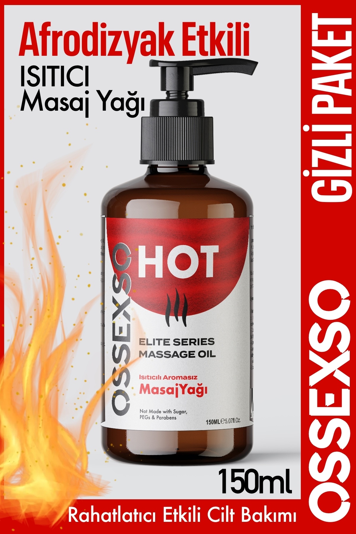 OSSEXSO Doğal Isıtıcılı Etkili Kayganlaştırıcı Aromaterapi Afro-Dizyak Etkili Masaj Yağı 150ml Yeni ambalaj