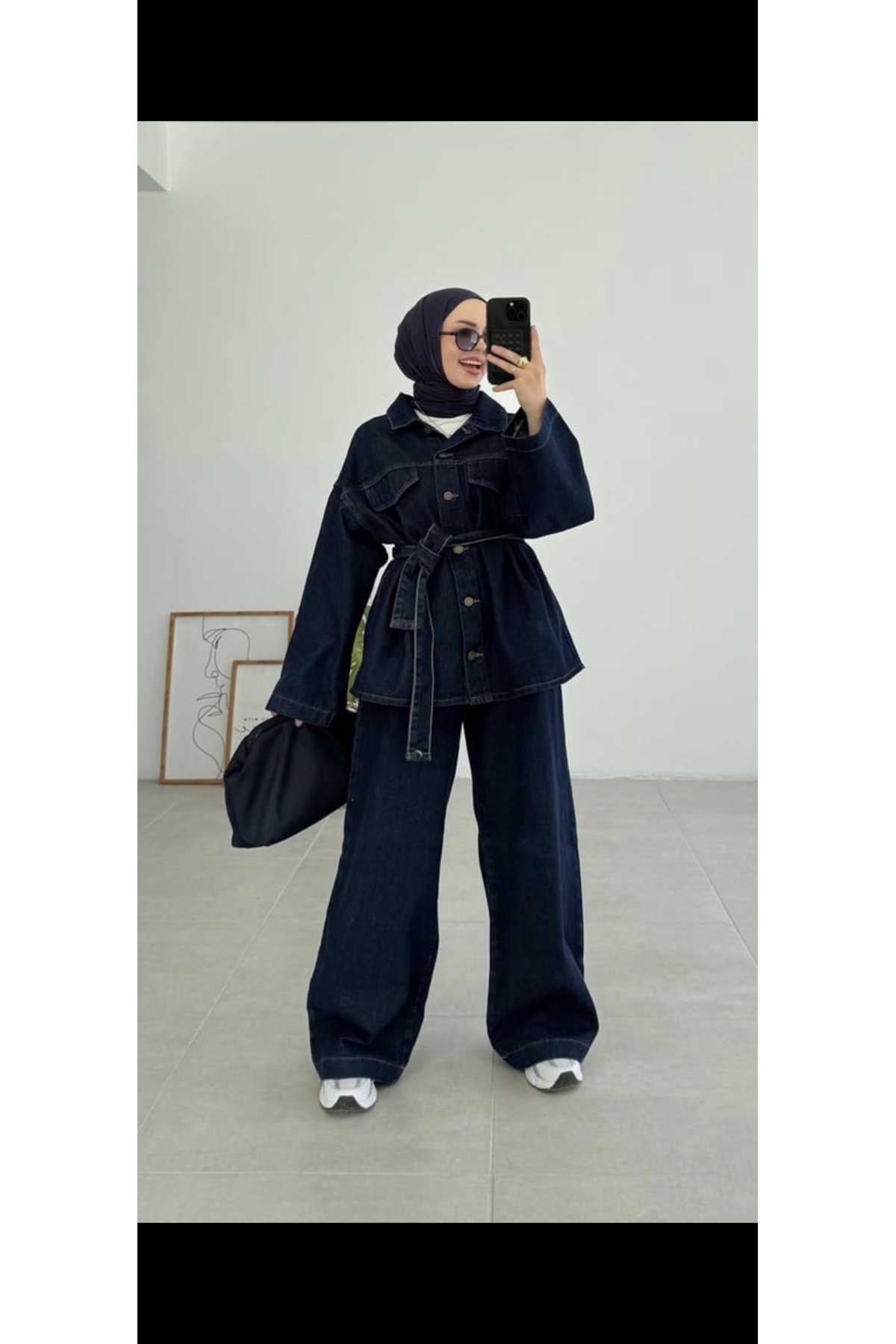 MissPul  Bağlamalı Gömlek Pantolon Kot Takım - Görsel 3