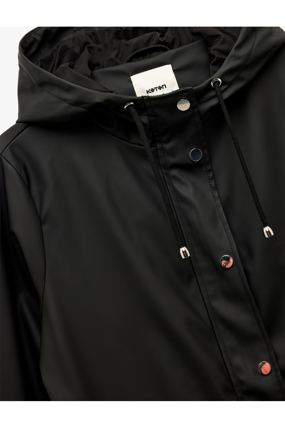Koton  Cepli Beli Bağlamalı Uzun Kollu Fermuarlı Kapüşonlu Yağmurluk - Görsel 5