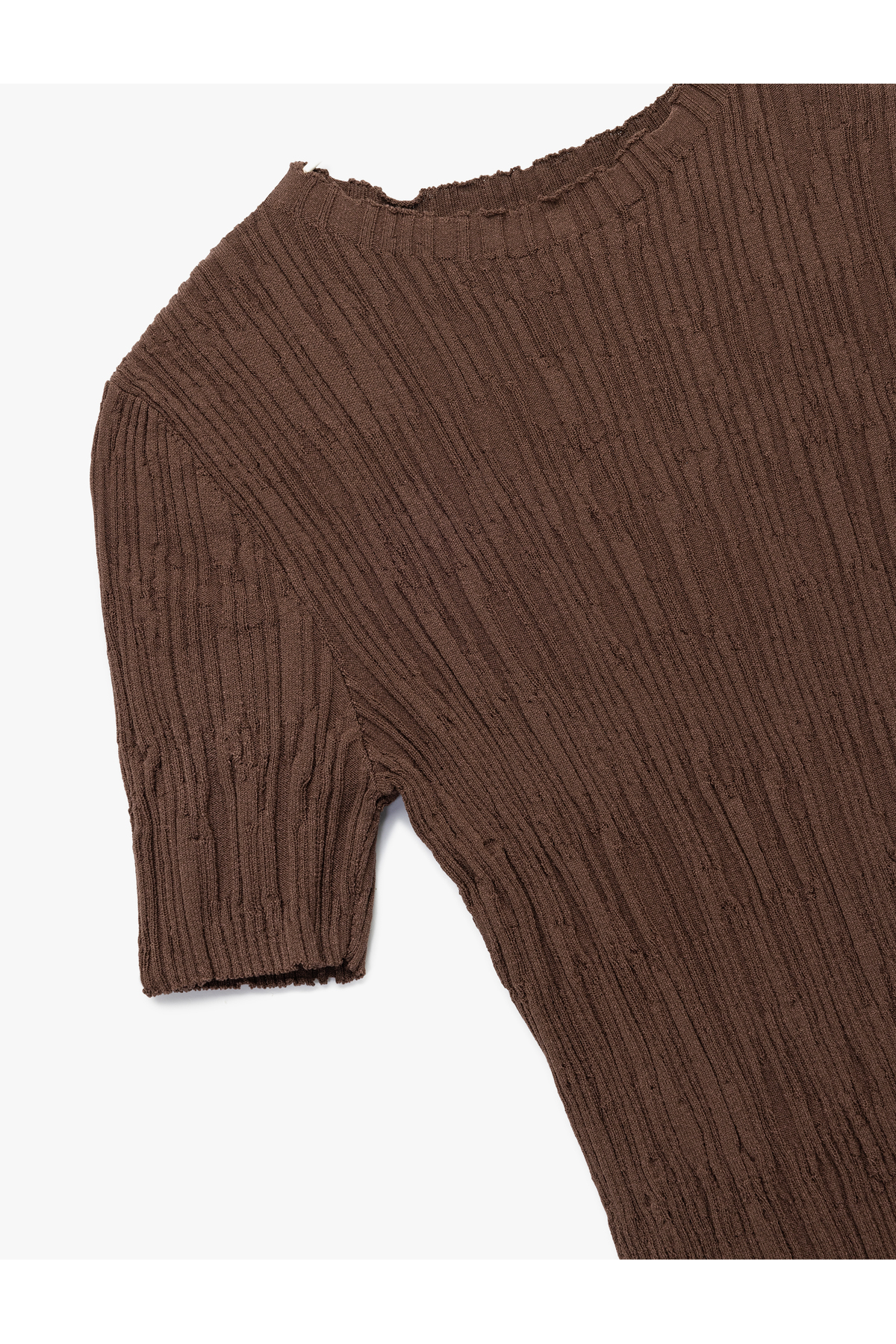 Koton  Kısa Kollu Bisiklet Yaka Büzgülü Dokulu Triko Kazak - Görsel 6