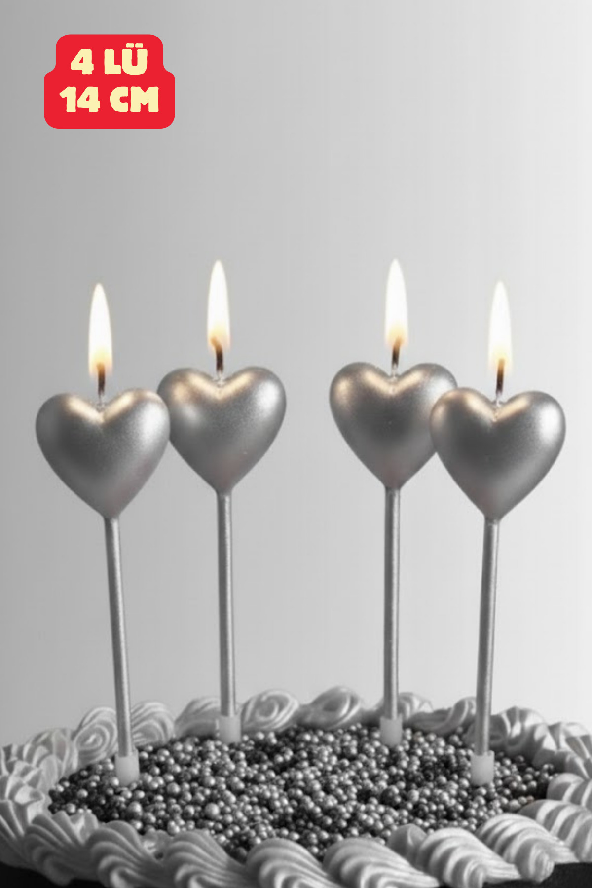 Heart 4-Piece Gray Heart Candle Valentine's Day Birthday Special Day Celebration Candle