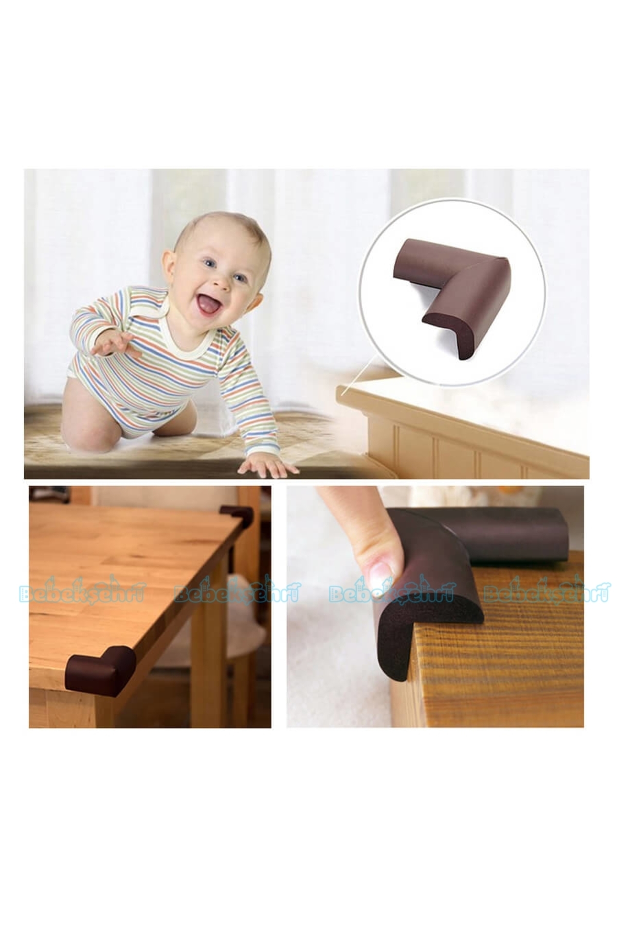 Evokids ( 2 Metre Çok Amaçlı Kenar + 4 Adet köşe ) Kahve Çok Amaçlı Kauçuk Kenar Koruyucu fotoğrafı 3 (önizleme)