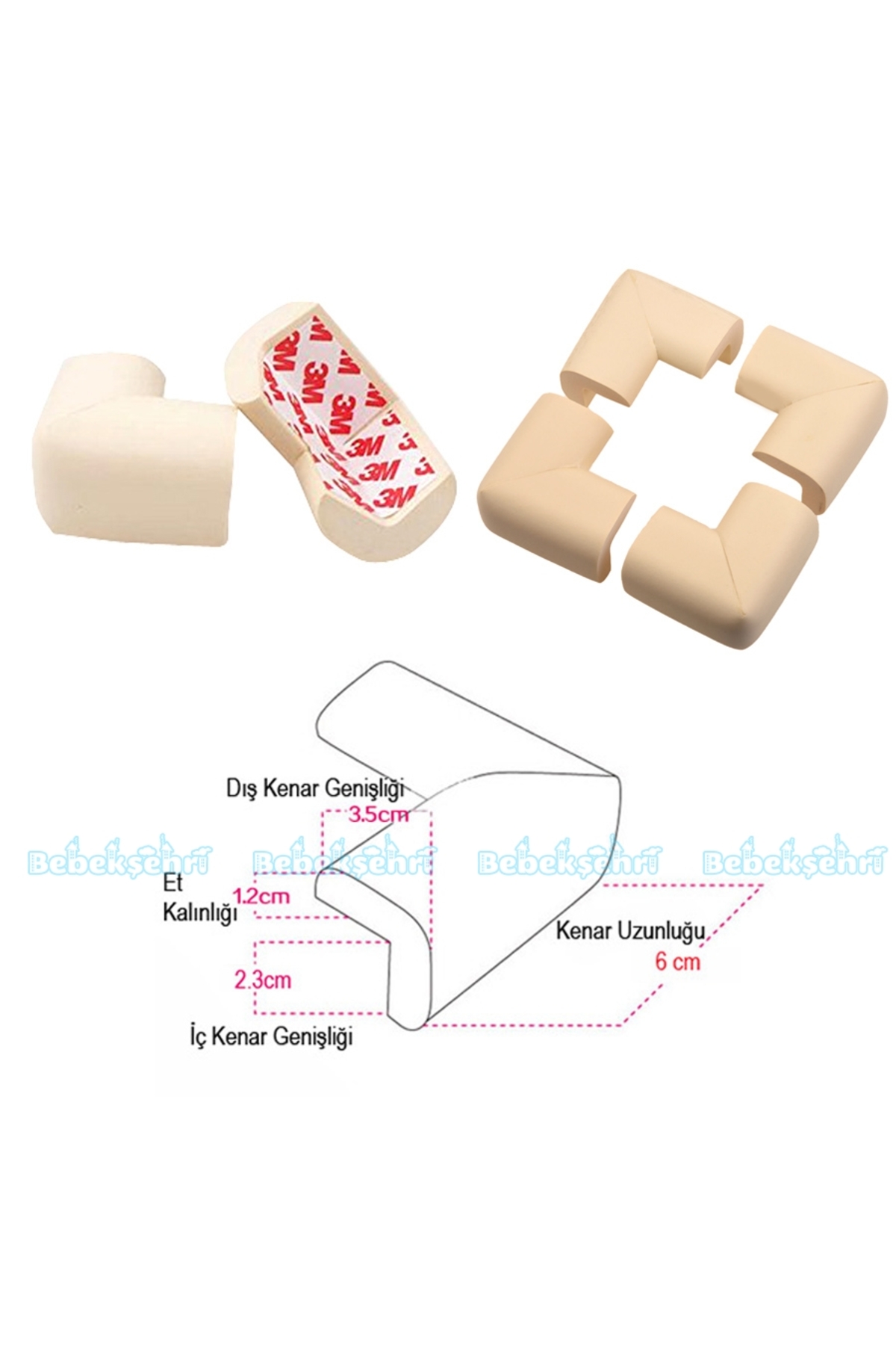 Evokids Kauçuk Köşe Koruyucu 4lü (Krem) fotoğrafı 4 (önizleme)