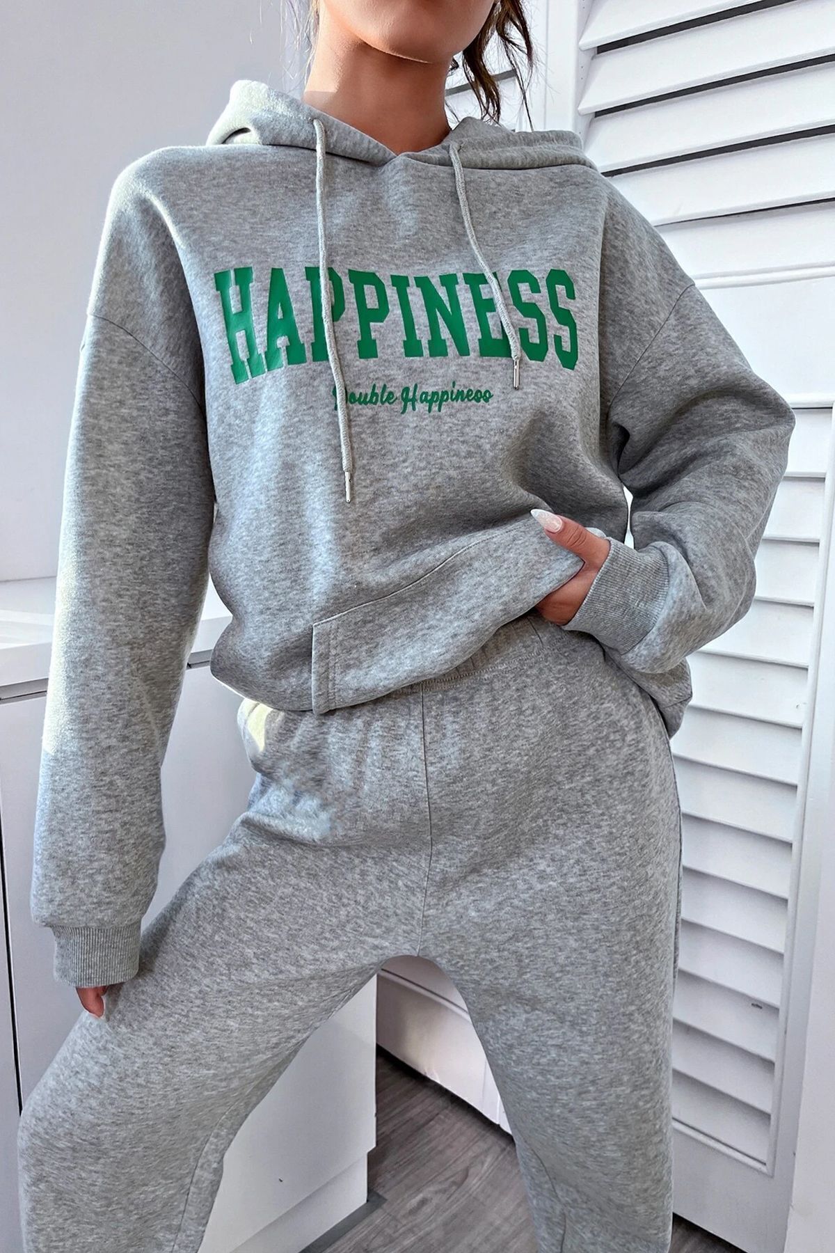 ست لباس ورزشی طرح‌دار یونی‌سکس هپینس — خاکستری KP-BLACK-HAPPINES-ESH-PLAIN — تصویر 2 از 5