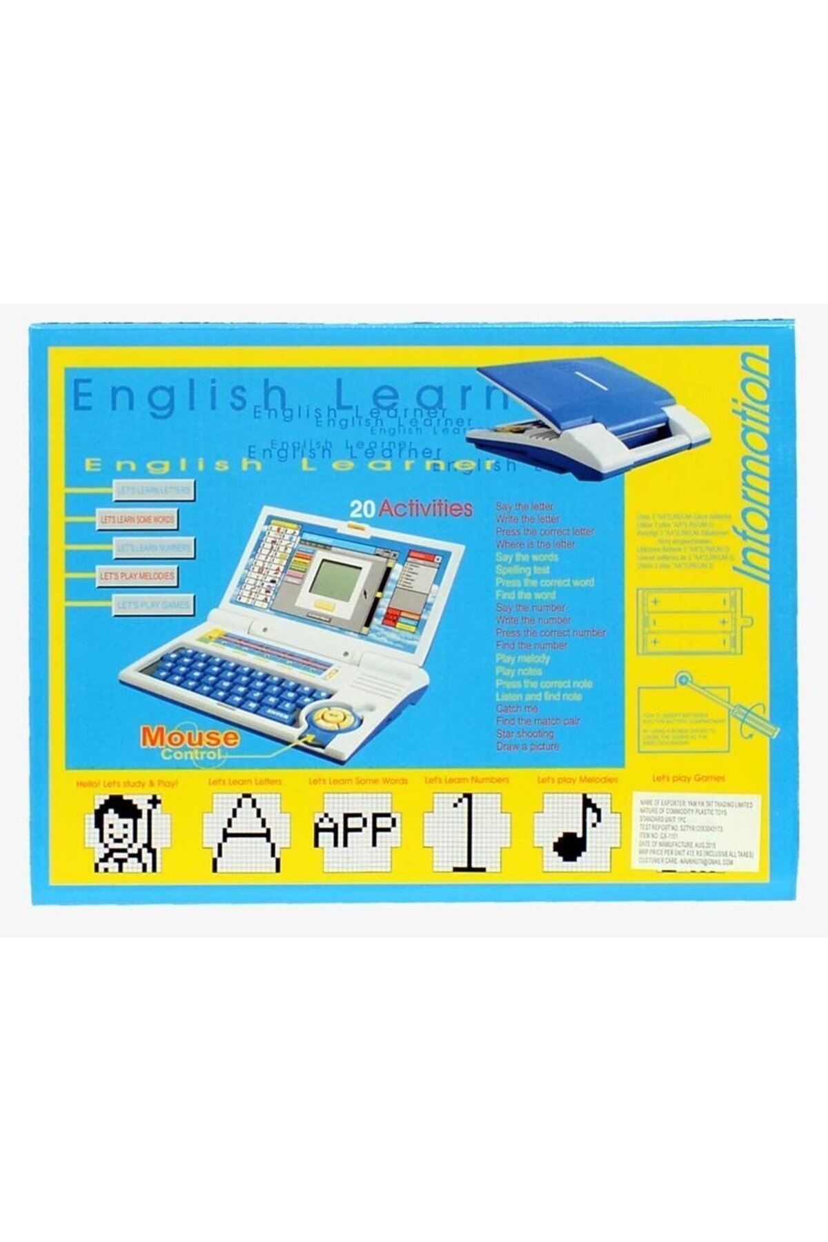 لپ‌تاپ آموزشی انگلیسی برای کودکان با کنترل ماوس