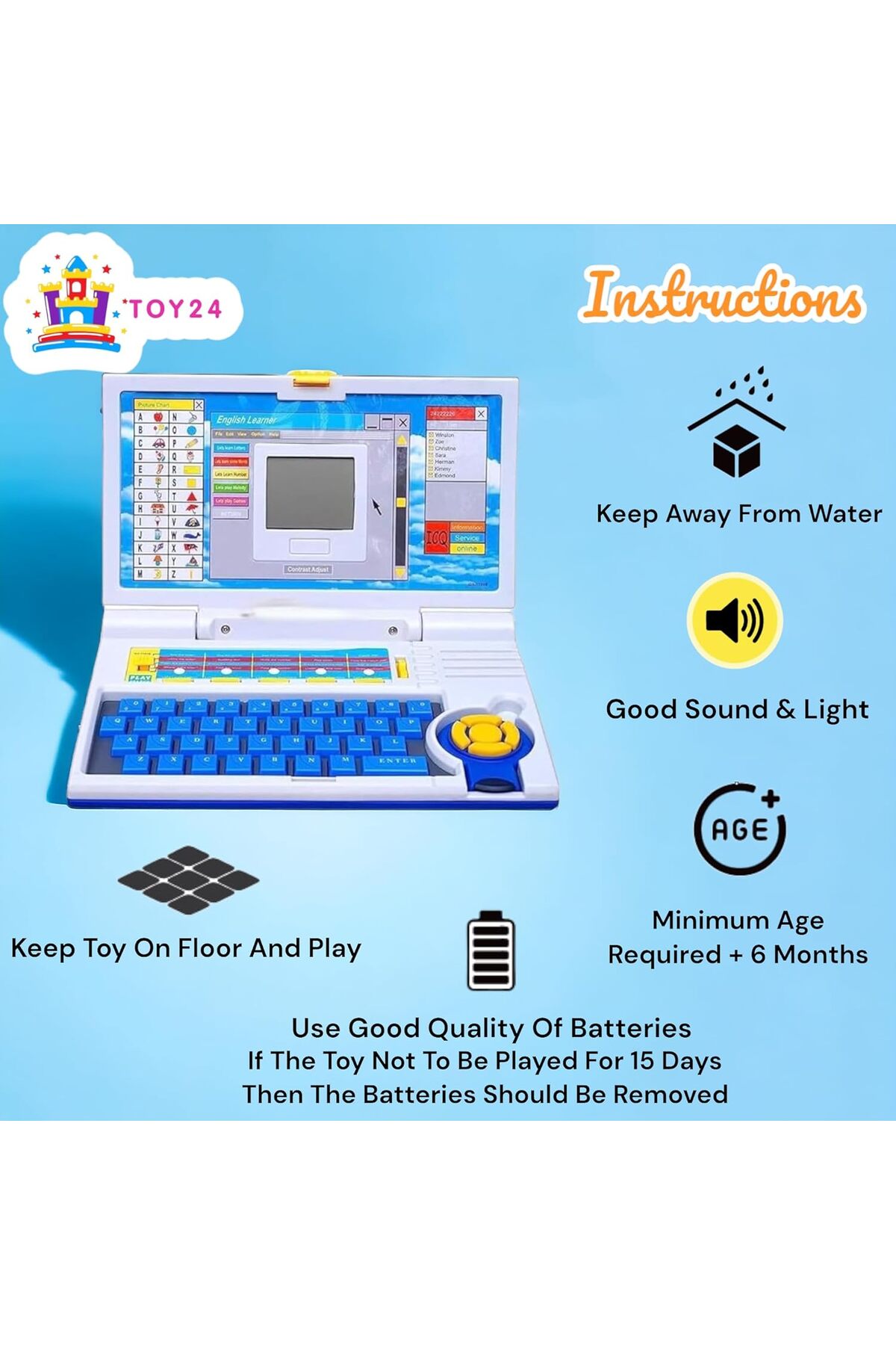 لپ‌تاپ آموزشی انگلیسی برای کودکان با کنترل ماوس