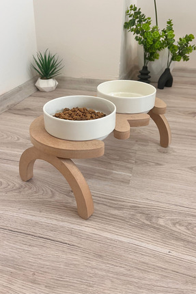 TGPET Seramik Kase Kedi ve Köpek Mama Su Kabı Standı