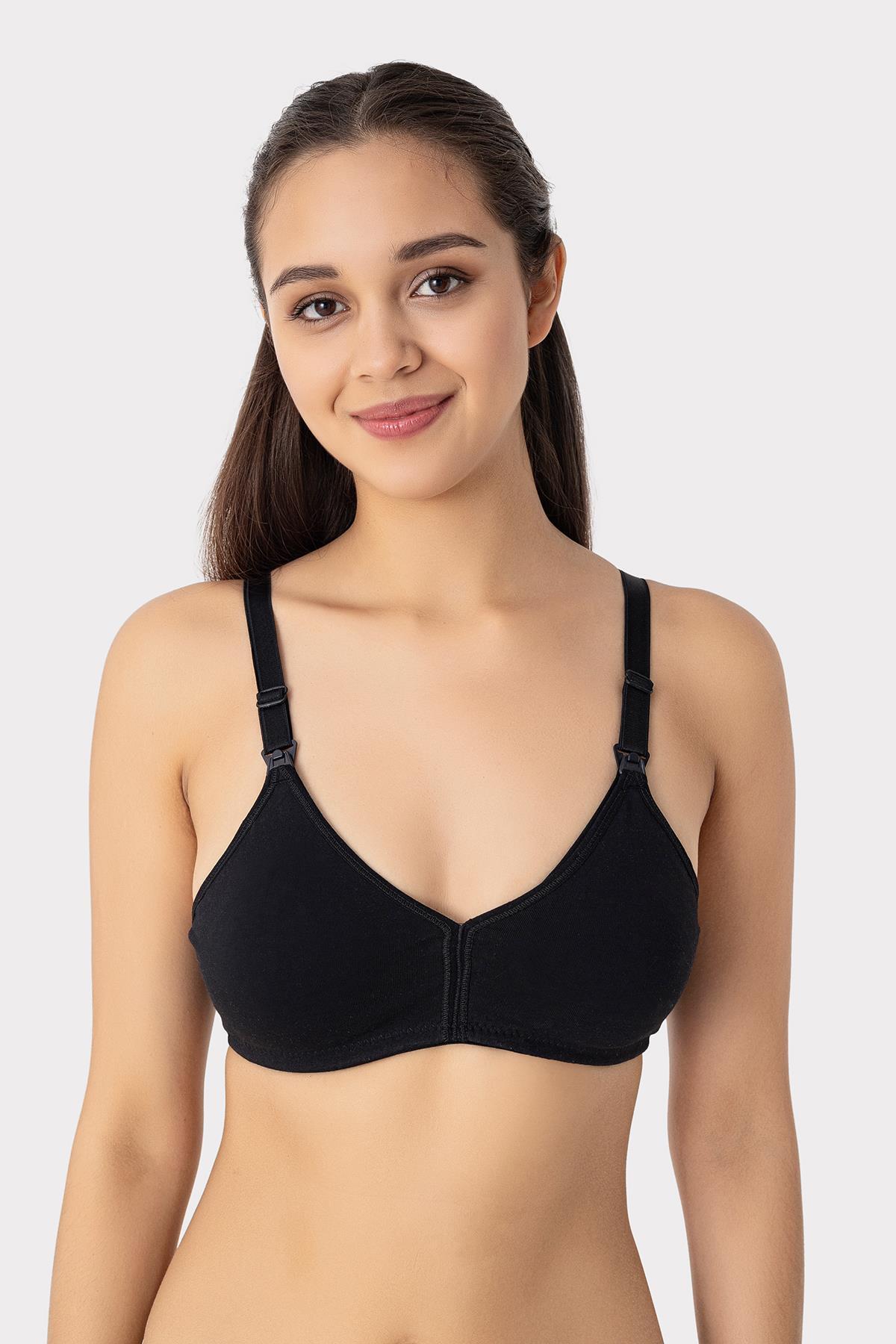 Arma Yıldız 3 Adet Siyah Kadın Pamuklu Emzirme Sütyeni Balensiz Hamile Lohusa Esnek Yumuşak Kumaş fotoğrafı 4 (önizleme)