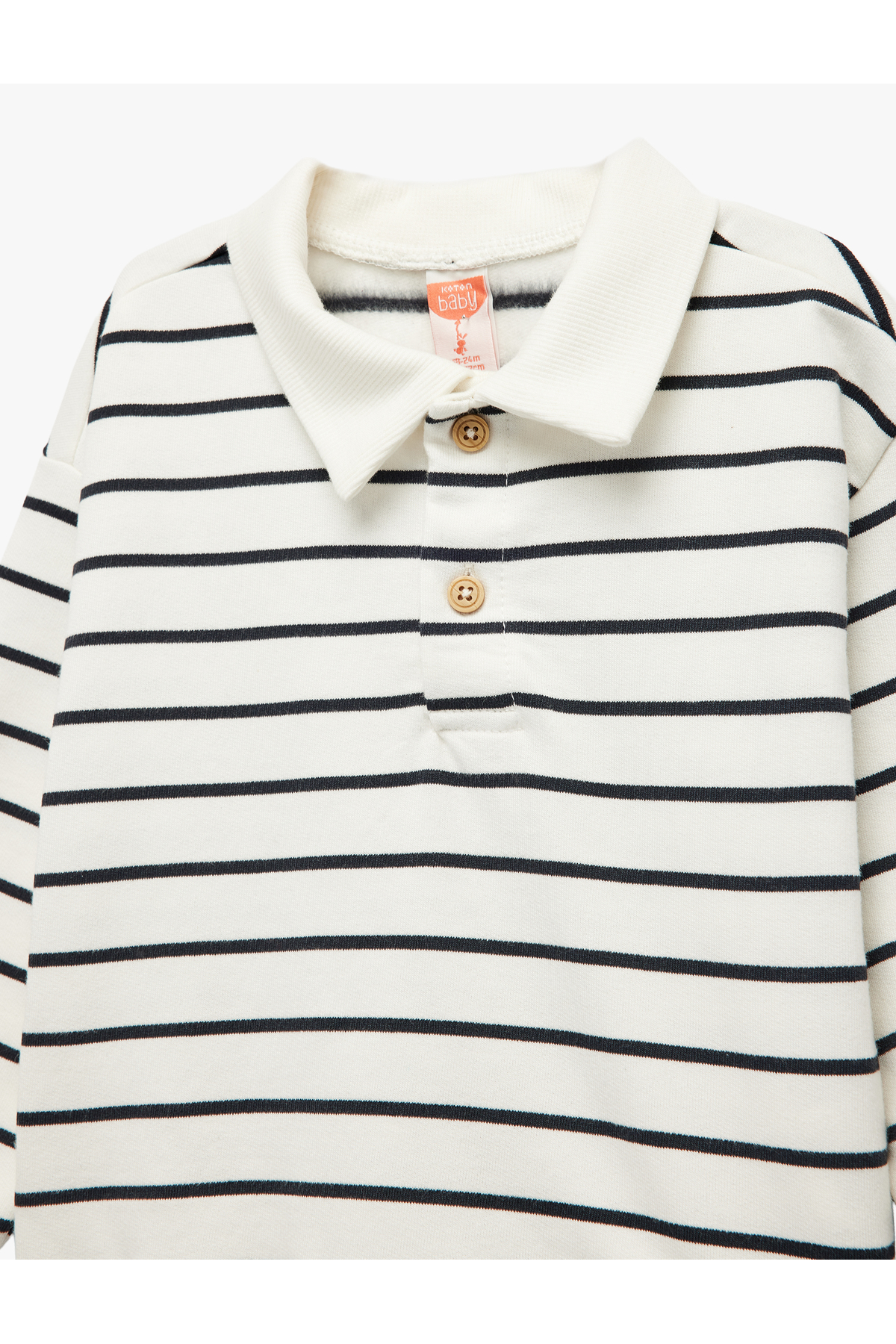 Koton Şardonlu Uzun Kollu Oversize Pamuklu Düğmeli Polo Yaka Sweatshirt fotoğrafı 3 (önizleme)