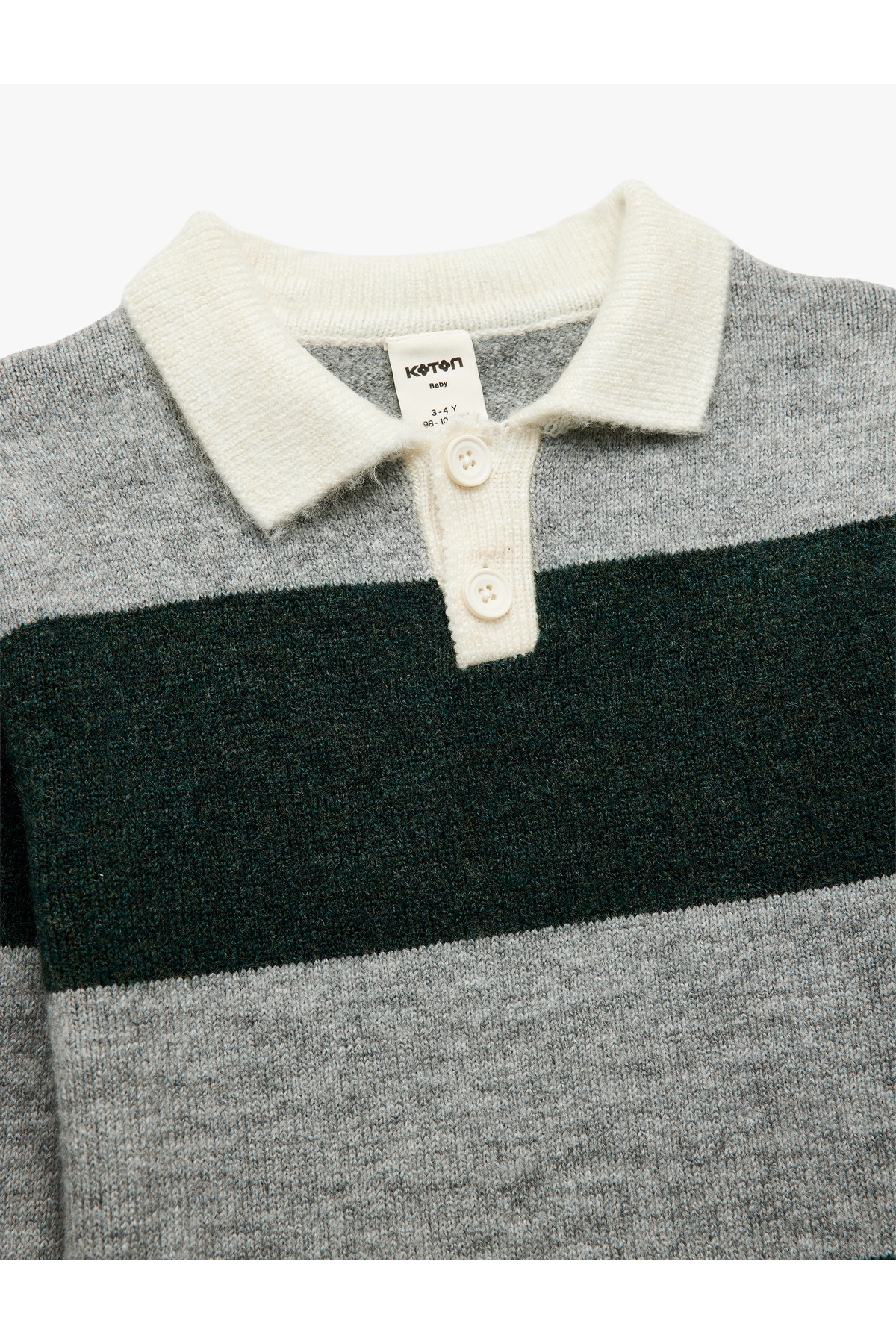 Koton Uzun Kollu Renk Bloklu Düğmeli Polo Yaka Triko Kazak fotoğrafı 3 (önizleme)