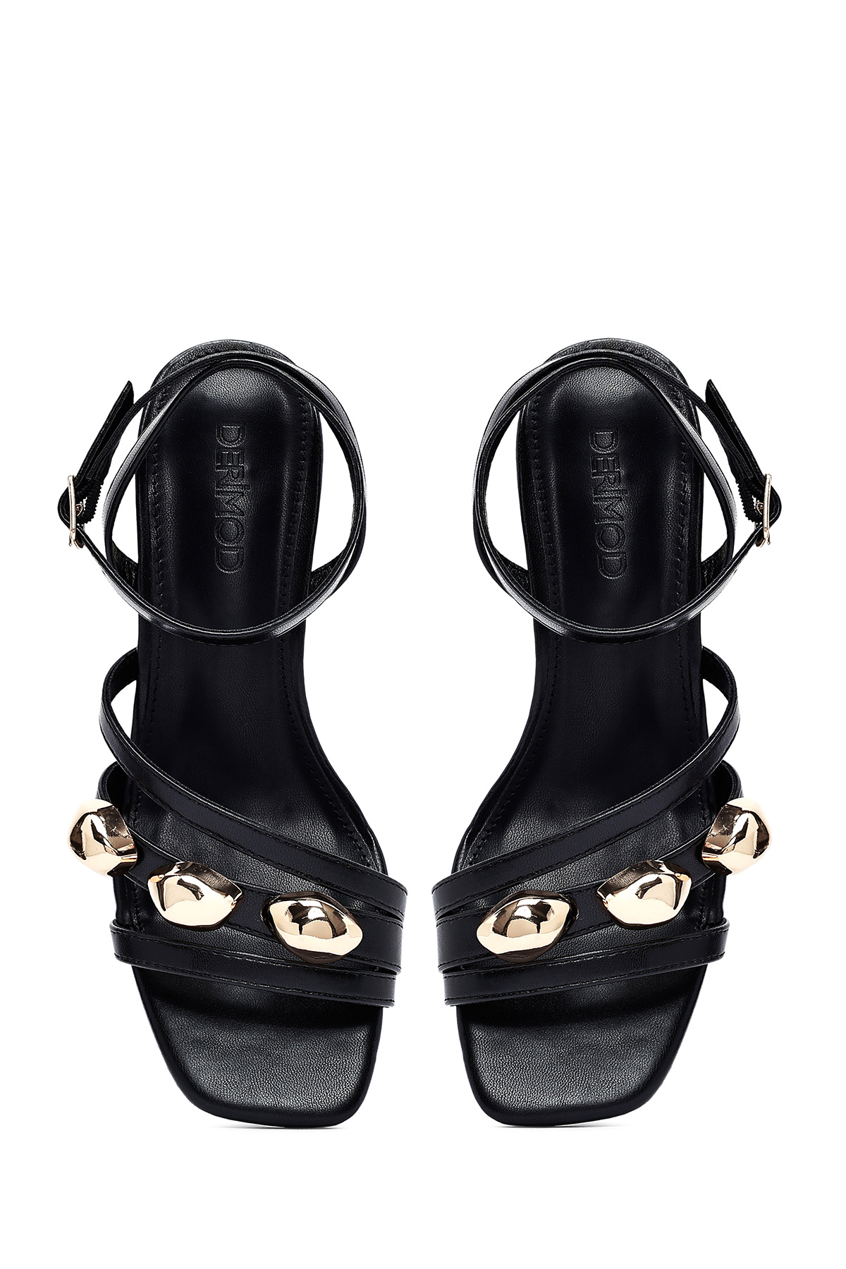 Derimod  Kadın Siyah Bilekten Tokalı Kısa Kalın Topuklu Ayakkabı Sandalet 25SFE481418 - Görsel 8