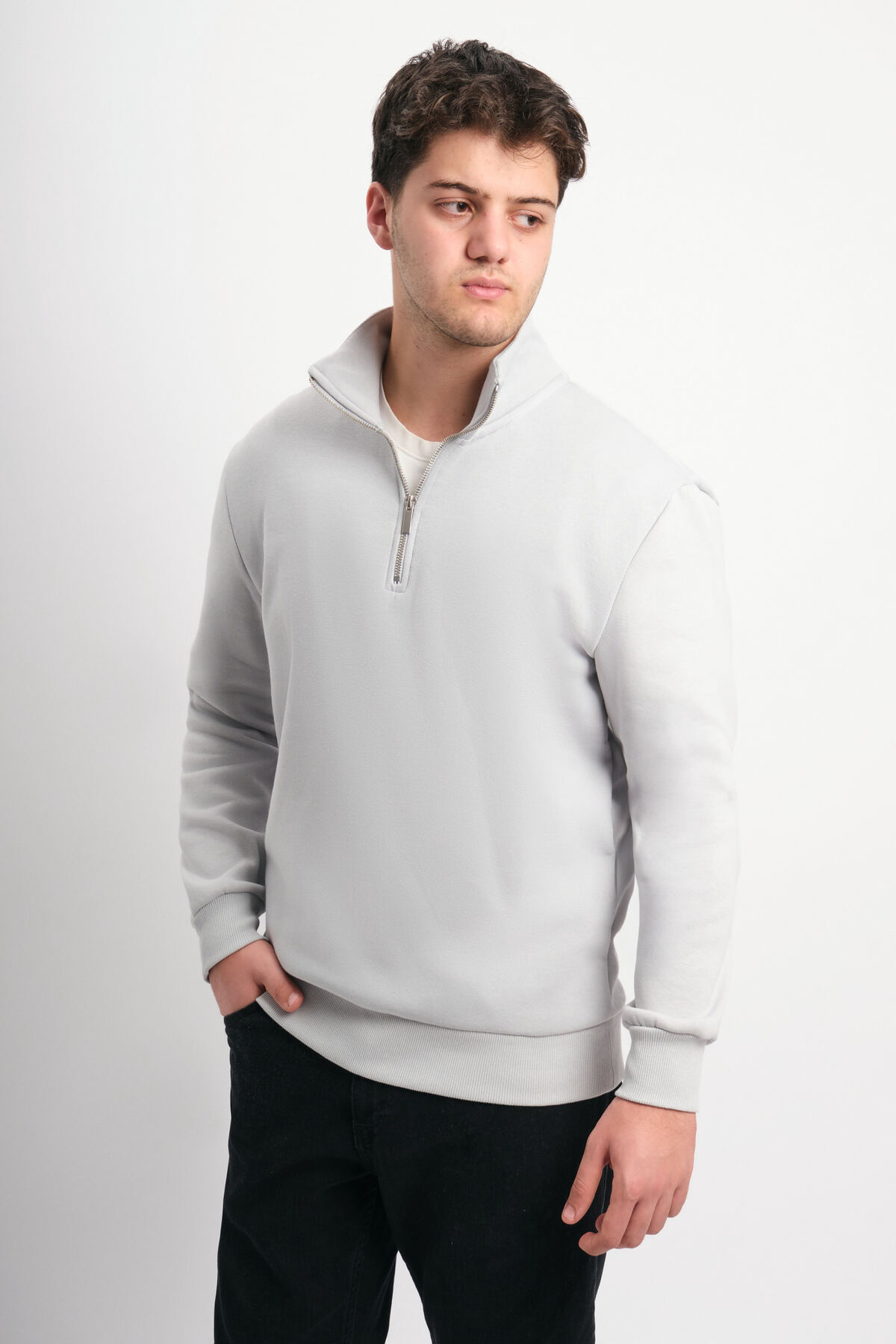 WE AND ME  Regular Fit Yarım Fermuarlı Dik Yaka Basic Sweatshirt - Görsel 2