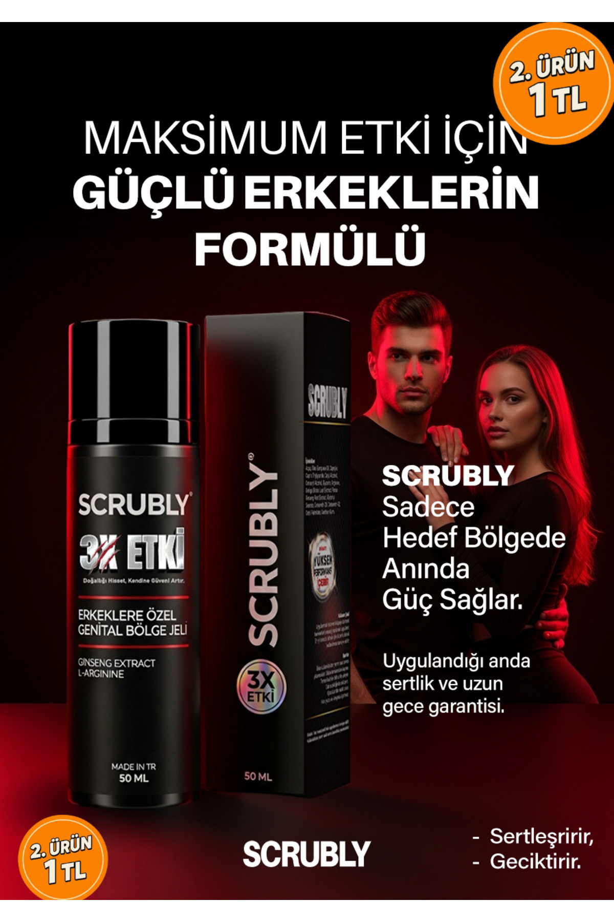 Scrubly Erkek Genital Bölge Kremi For Men - 50ML - Erkeklere Özel Uzun Süren Deneyim - 2. ÜRÜN 1 TL