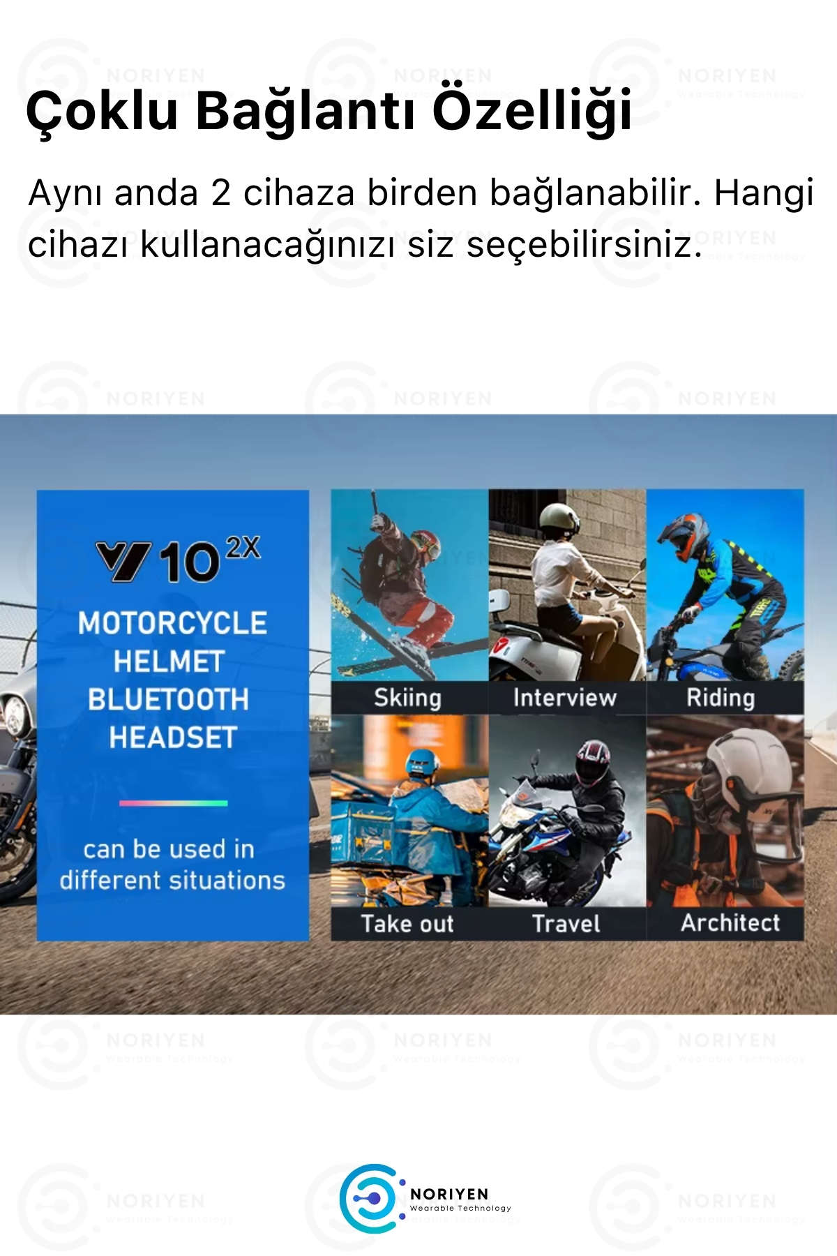 Yeni Nesil Motosiklet Kask Y10 2X Interkom Mikrofonlu Gürültü Engelleyici Bluetooth Kulaklık