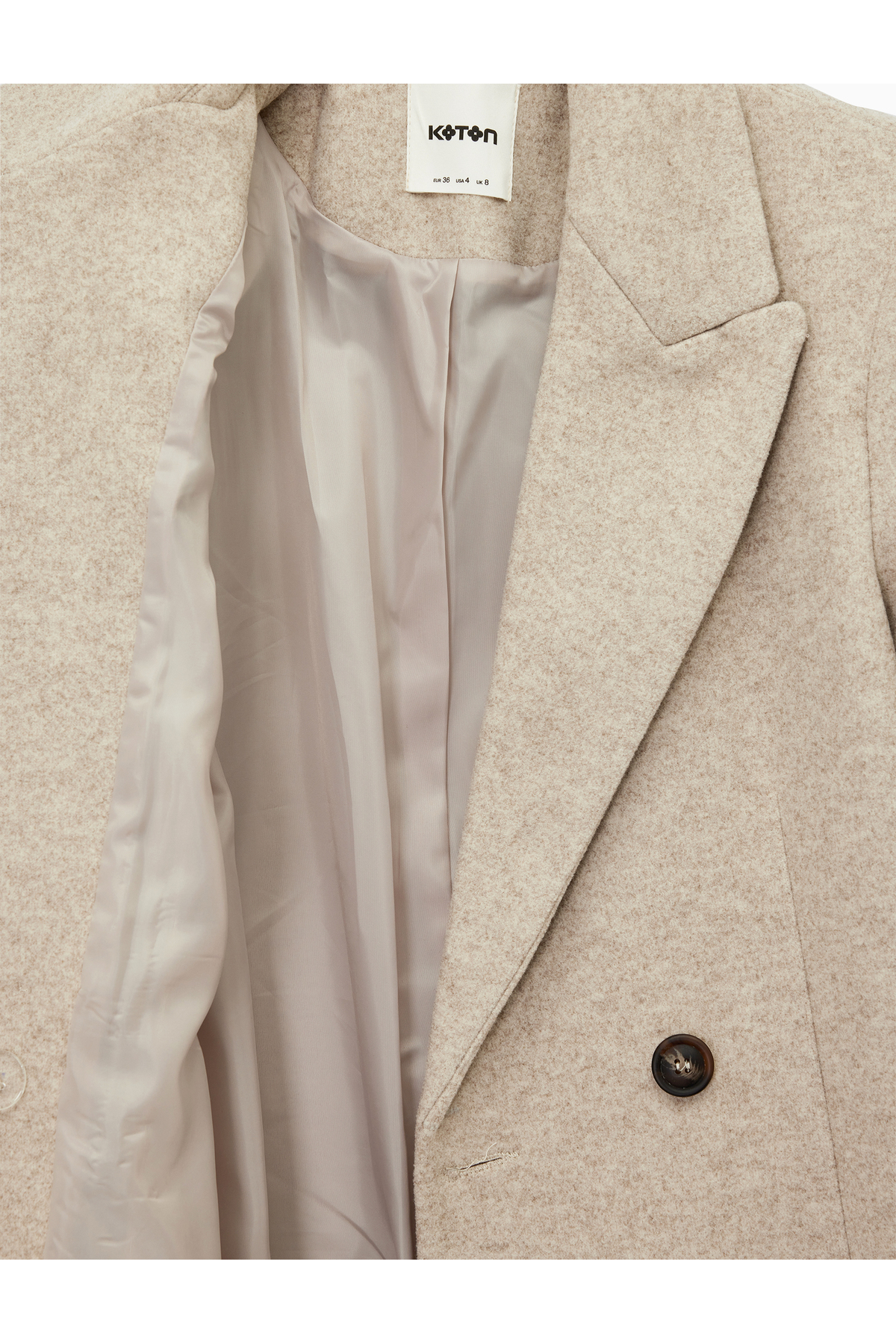 Koton  Cepli Uzun Kollu Kruvaze Düğmeli Kaşe Kaban - Görsel 6
