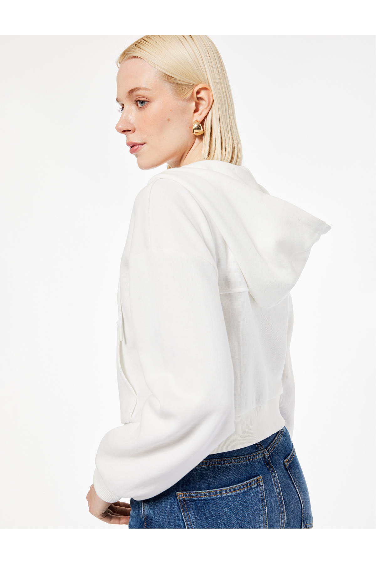 Koton  Pamuklu Slim Fit Cepli Uzun Kollu Fermuarlı Kapüşonlu Hırka - Görsel 2