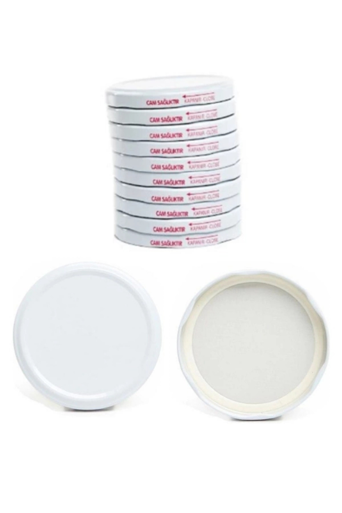 guntasavm Kavanoz Kapağı 82mm Beyaz Renk Vakumlu Konserve Kapağı- 1 adet