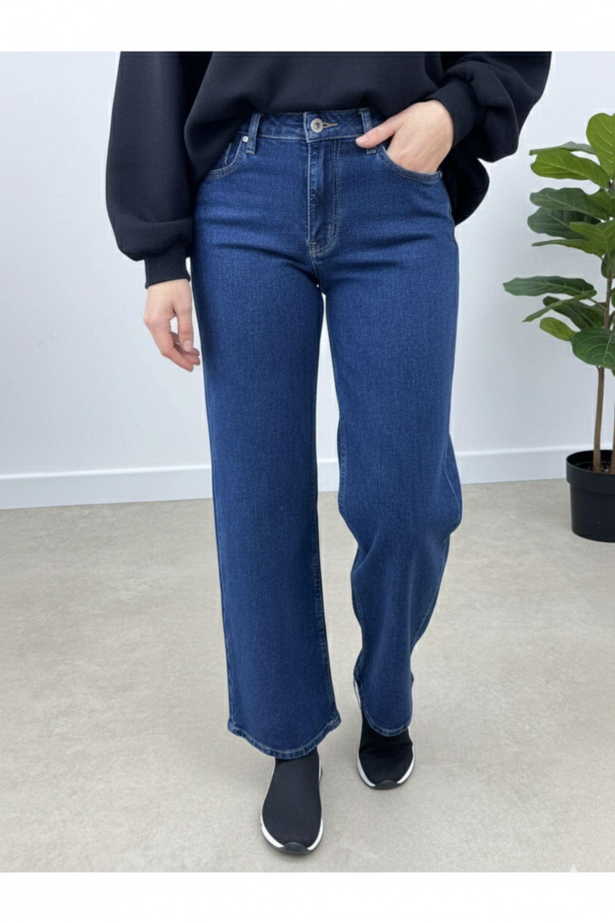 CHUL  KADIN MAVİ BOL PAÇA KOT PANTOLON - JEAN - GENİŞ BEDEN ARALIĞI - Görsel 5