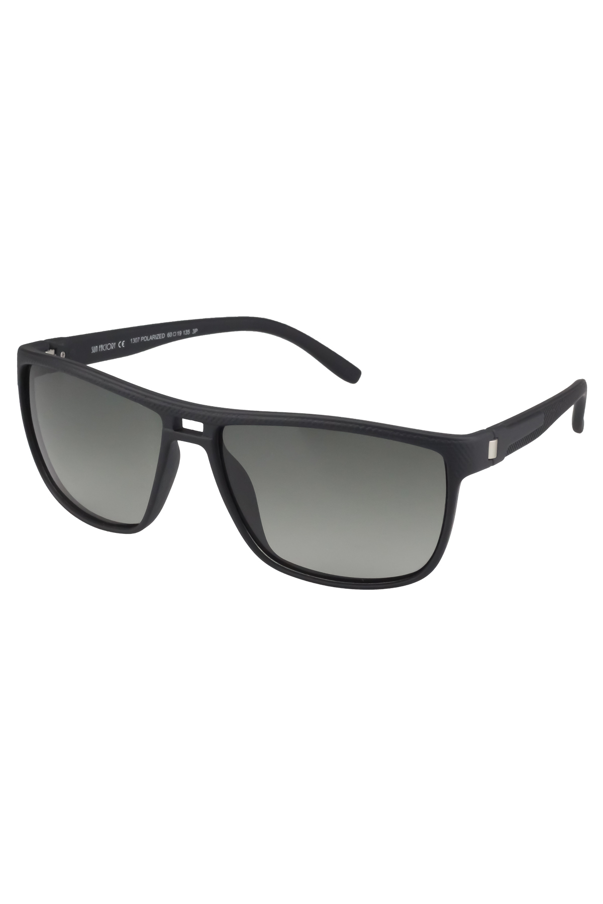 sun factory UV400 Korumalı Polarize Filtreli Mat Siyah Erkek Güneş Gözlüğü 1307 C0101M görsel 2
