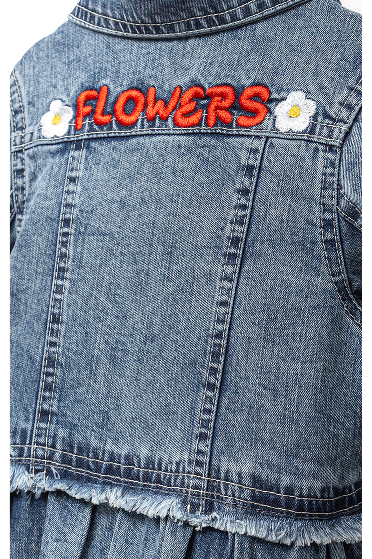 Overdo Kız Çocuk 1-4 Yaş Sırt Detaylı Mavi Kot Ceket fotoğrafı 5 (önizleme)