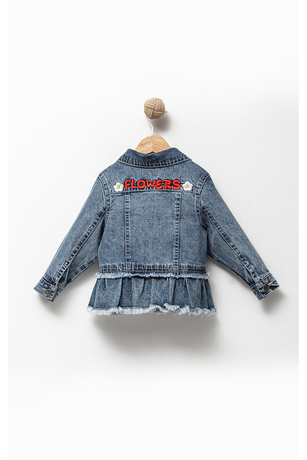 Overdo Kız Çocuk 1-4 Yaş Sırt Detaylı Mavi Kot Ceket fotoğrafı 4 (önizleme)