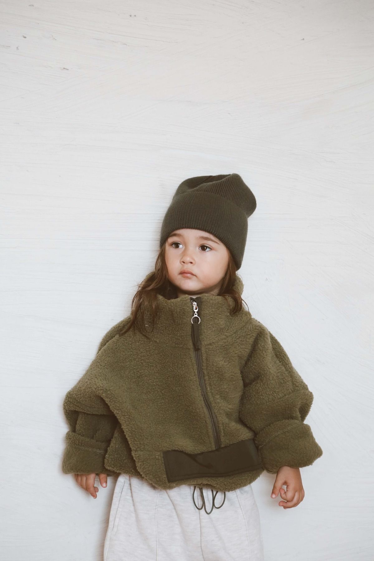  کاپشن بچه‌گانه نیم‌زیپ خاکی Wellsoft، مناسب برای سنین ۱ تا ۶ سال