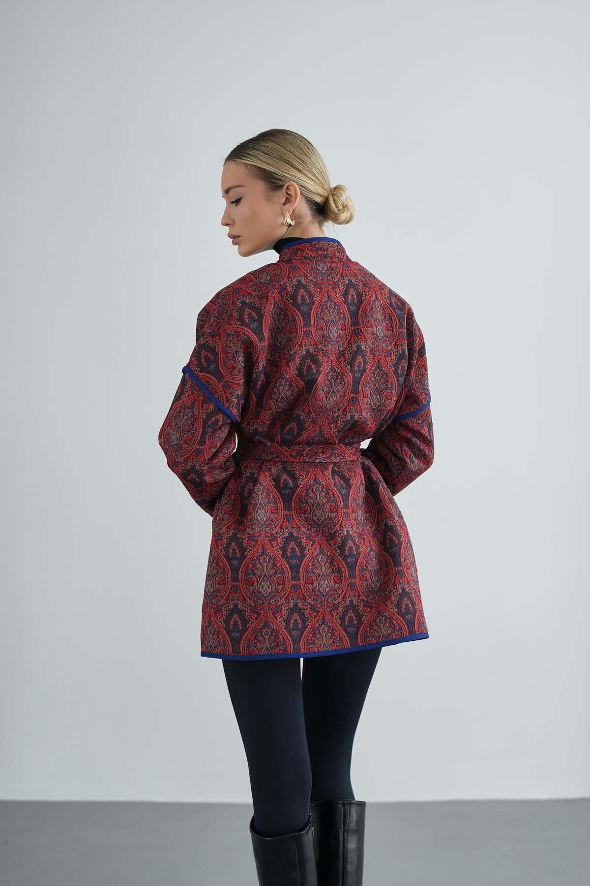 Kadın Yandan Bağlamalı  Tasarım Kimono Ceket 5