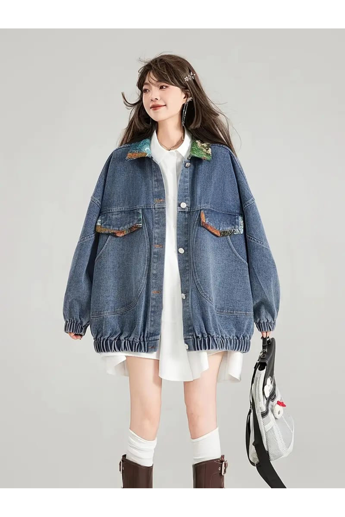 Semesia  Oversize Denim Ceket - Görsel 2