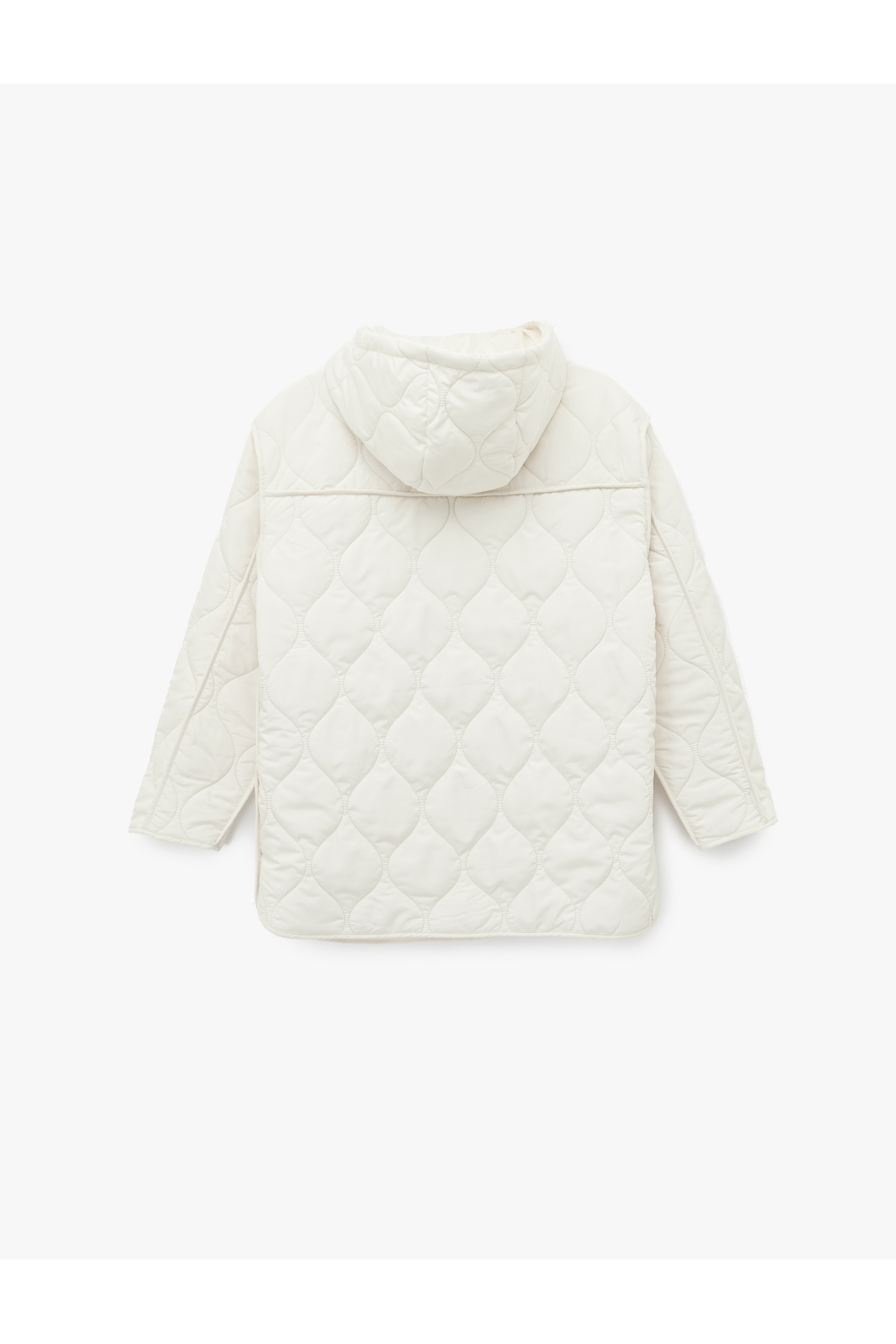 Koton  Uzun Kollu Cepli Fermuarlı Kapüşonlu Kapitone Mont - Görsel 5