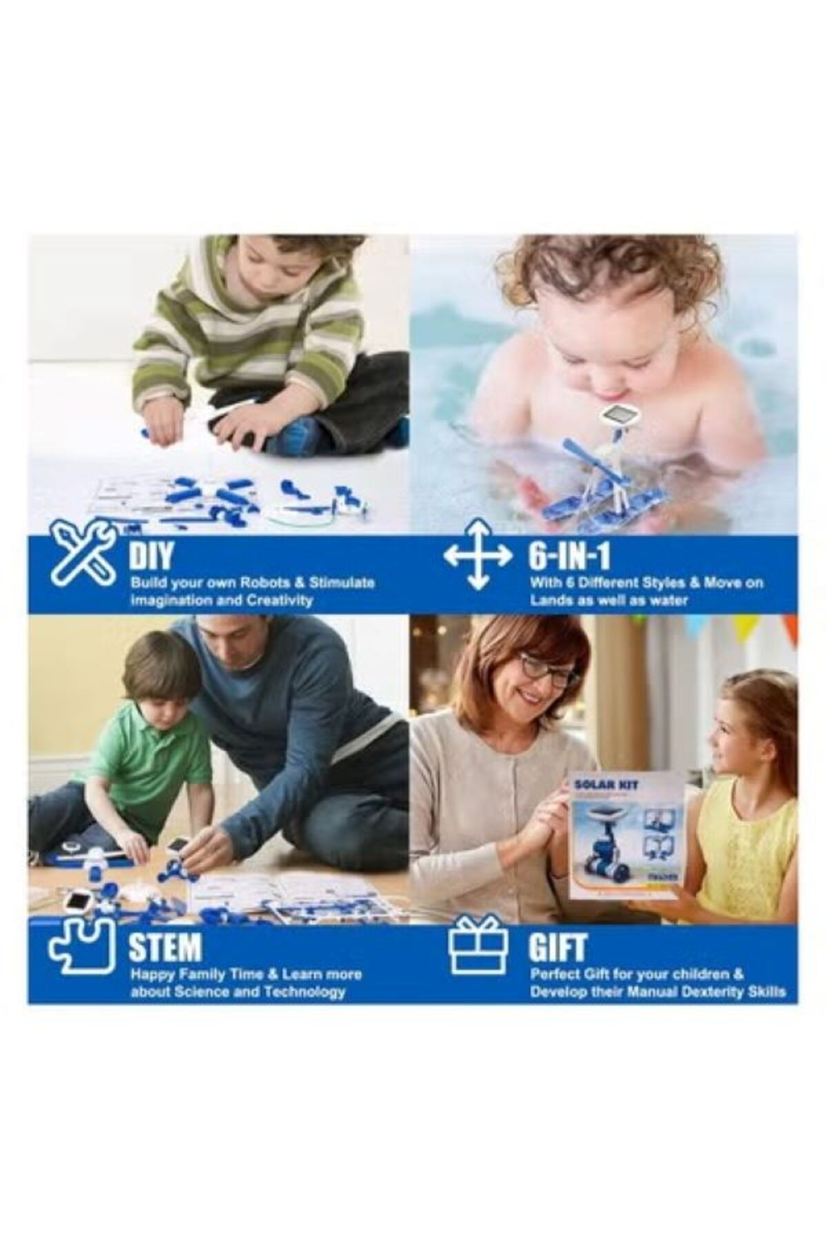 کیت ربات خورشیدی ۶ در ۱ آبی