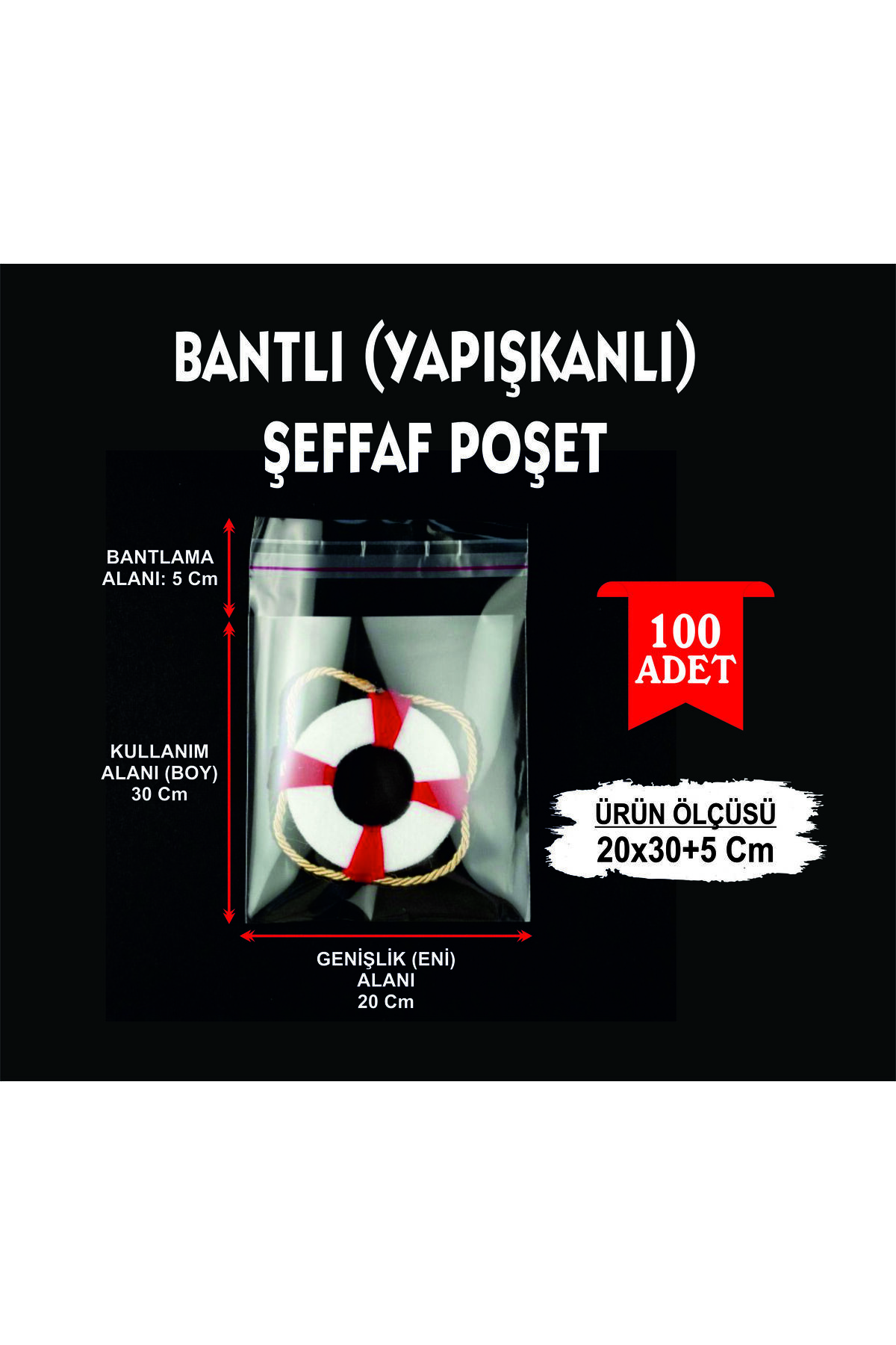 Store 20x30+5 cm Şeffaf Jelatin Bantlı Poşet 100’lü | Yapışkanlı Ambalaj Torbası