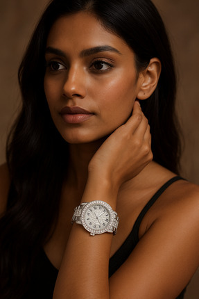 YUNİCCİ & CO Lüks Gümüş Kuvars Simli Kadın Bileklik Saat