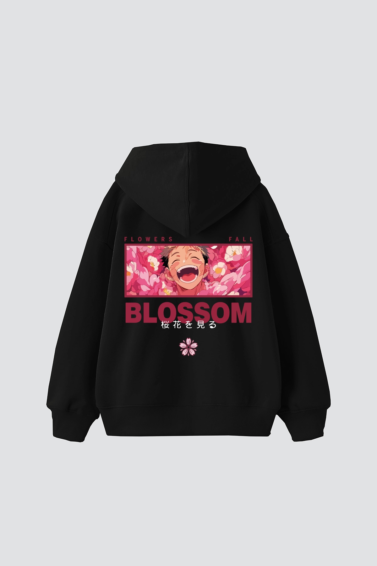 Bak Moda Japanese Anime Printed Oversize Unisex Black Hoodie